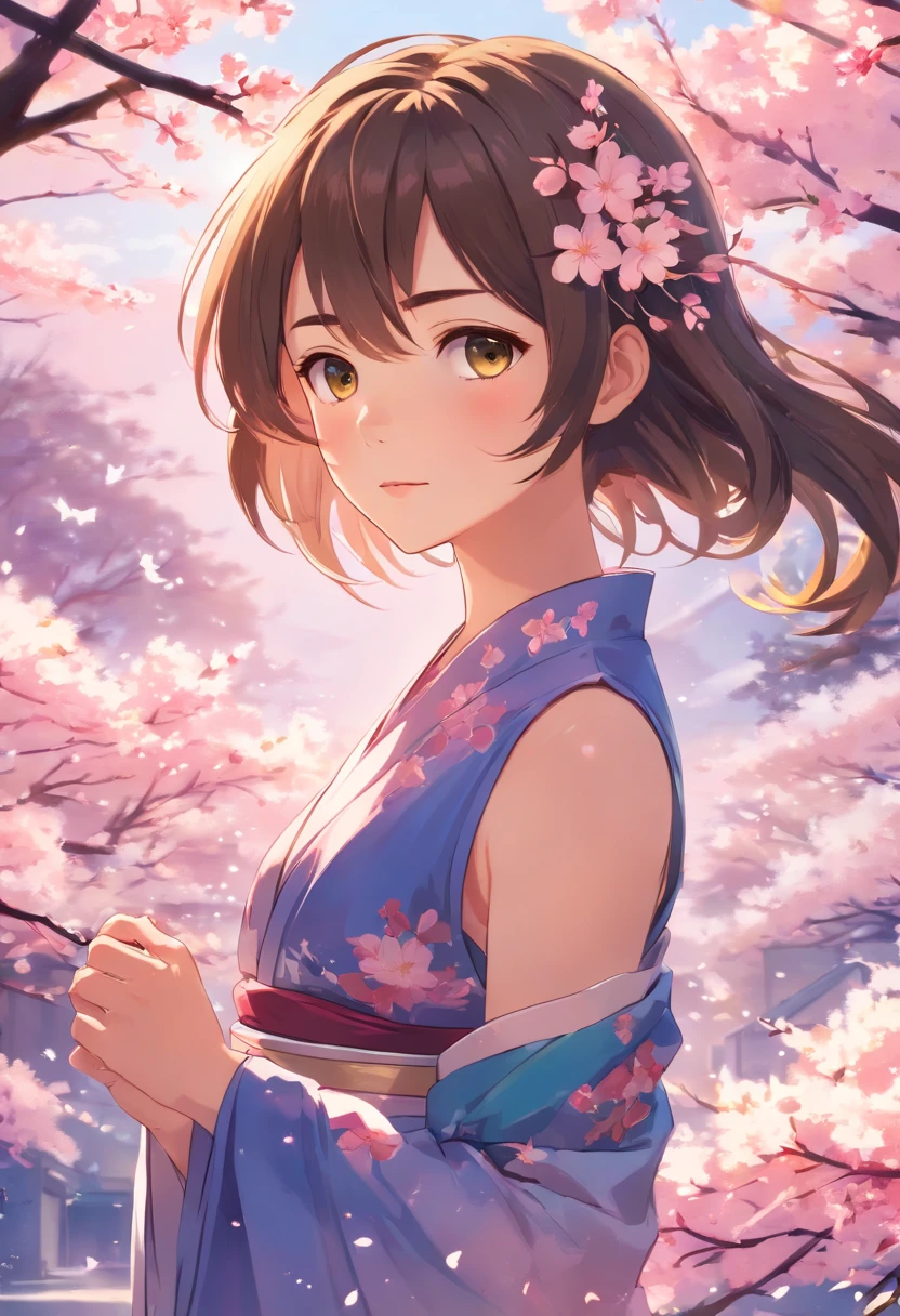 (highres:1.2, realistic:1.37), vibrant colors, surreal, ethereal, enchanting, (fantasy, whimsical:1.1), female, cherry blossom, hybrid, (detailed, intricate:1.1) floral patterns, magical, (flowing, long) hair, (delicate, graceful) pose, (luminous, glowing) skin, (exquisite, intricate) costume, (dreamlike, hazy) background, (soft, gentle) lighting