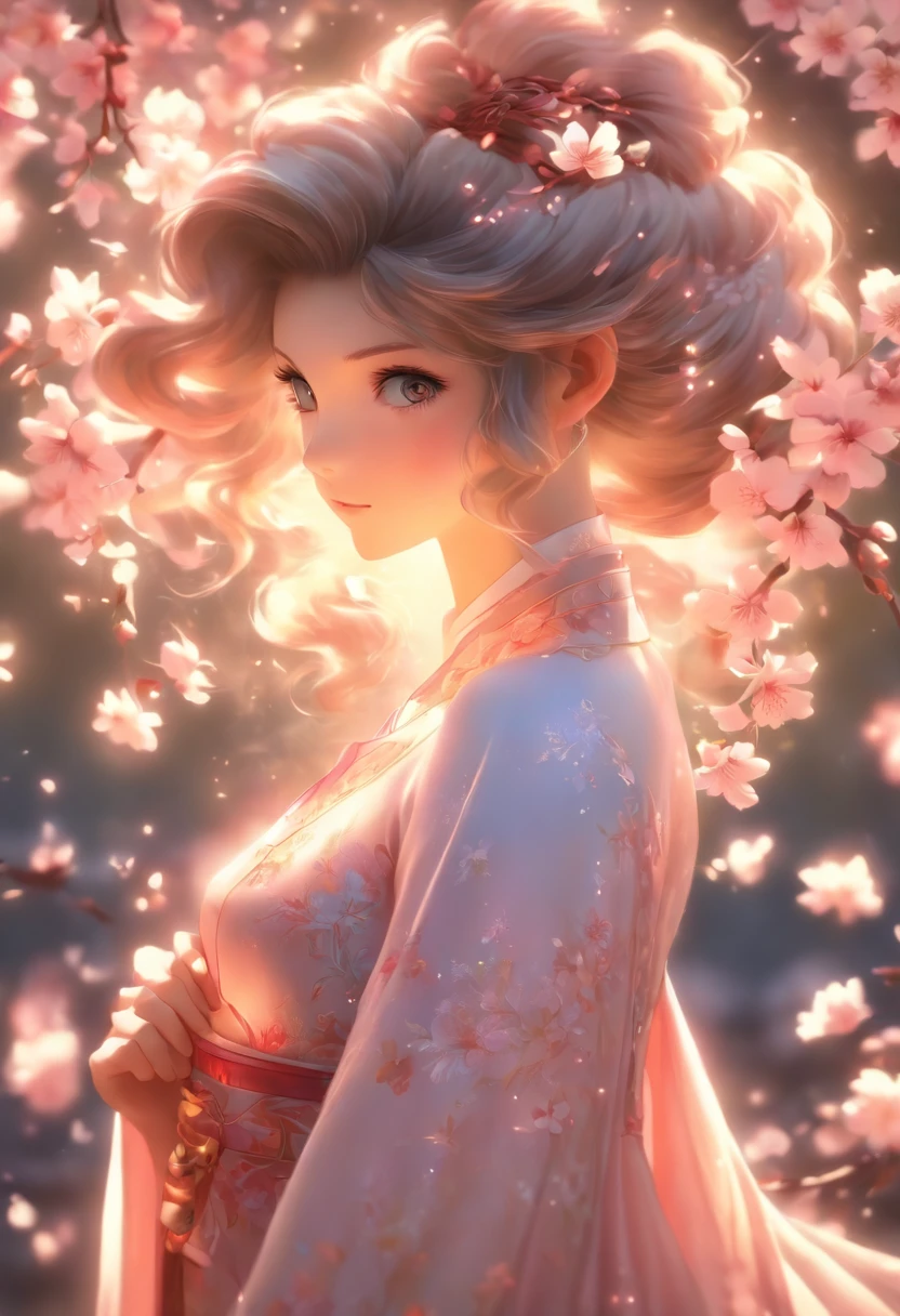 (highres:1.2, realistic:1.37), vibrant colors, surreal, ethereal, enchanting, (fantasy, whimsical:1.1), female, cherry blossom, hybrid, (detailed, intricate:1.1) floral patterns, magical, (flowing, long) hair, (delicate, graceful) pose, (luminous, glowing) skin, (exquisite, intricate) costume, (dreamlike, hazy) background, (soft, gentle) lighting