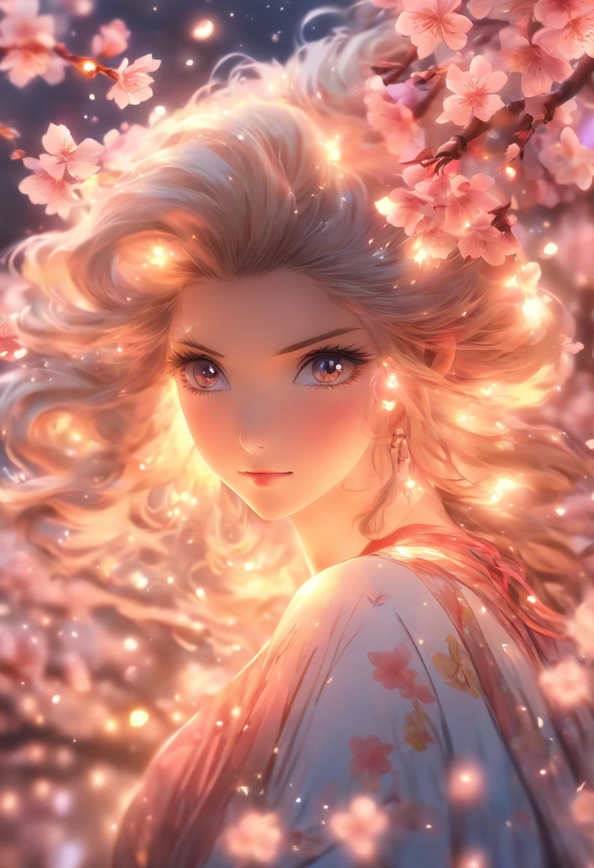 (highres:1.2, realistic:1.37), vibrant colors, surreal, ethereal, enchanting, (fantasy, whimsical:1.1), female, cherry blossom, hybrid, (detailed, intricate:1.1) floral patterns, magical, (flowing, long) hair, (delicate, graceful) pose, (luminous, glowing) skin, (exquisite, intricate) costume, (dreamlike, hazy) background, (soft, gentle) lighting
