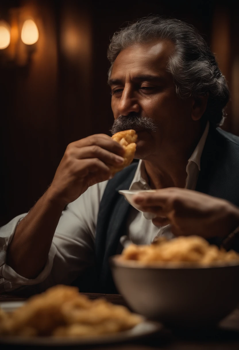 Cristobal colon comiendo pollo frito