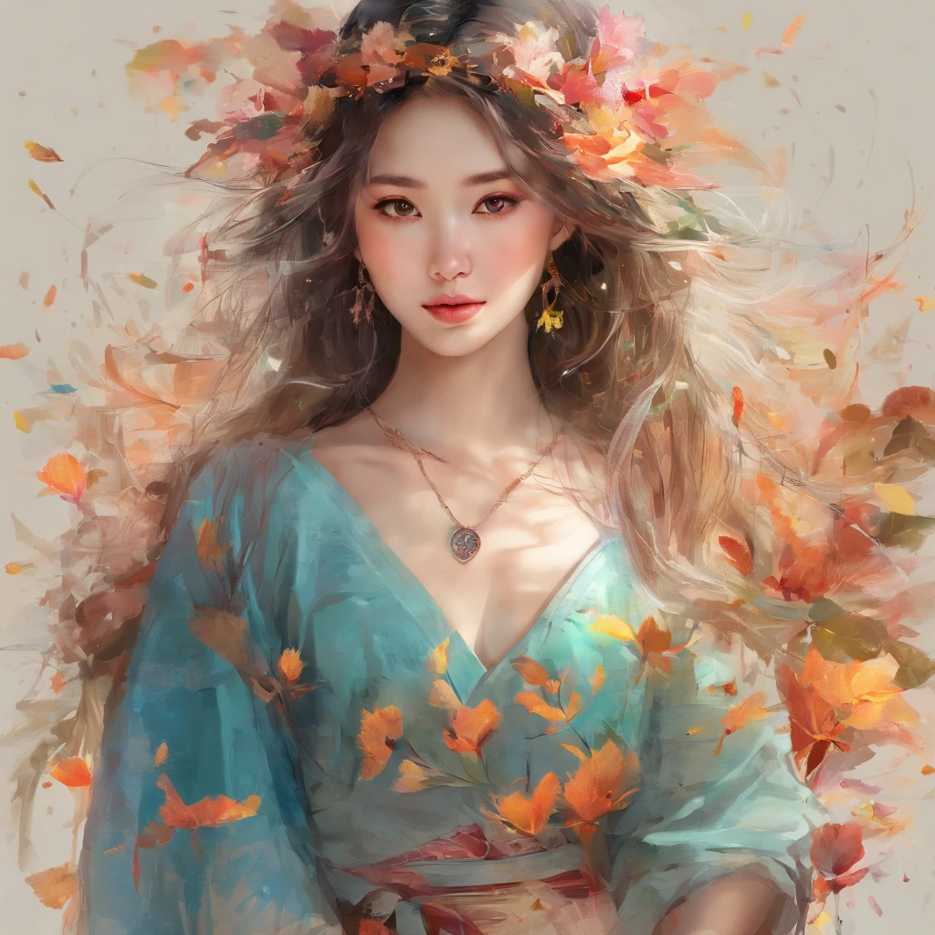 pintura em aquarela silenciada por Hieu Nguyen, Kelogsloops, inverno, Ariel Lin's face standing, coelhinho menina, conceito de arte de inverno, Arte do fogo de Lushill, luar, olhos arregalados, illustration, pintura em aquarela, conceito soft art, arte ilustrativa de alta qualidade por Hieu Nguyen,, Carne Griffiths e Wadim Kashin