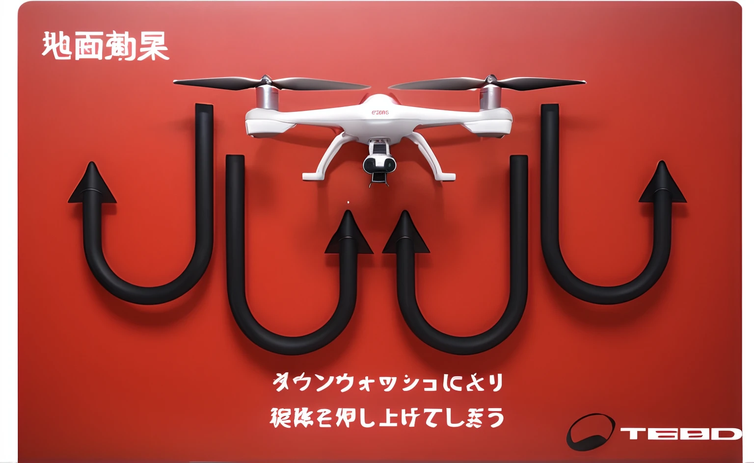 When a drone flies、Airflow（Downwash）Describe。plan。