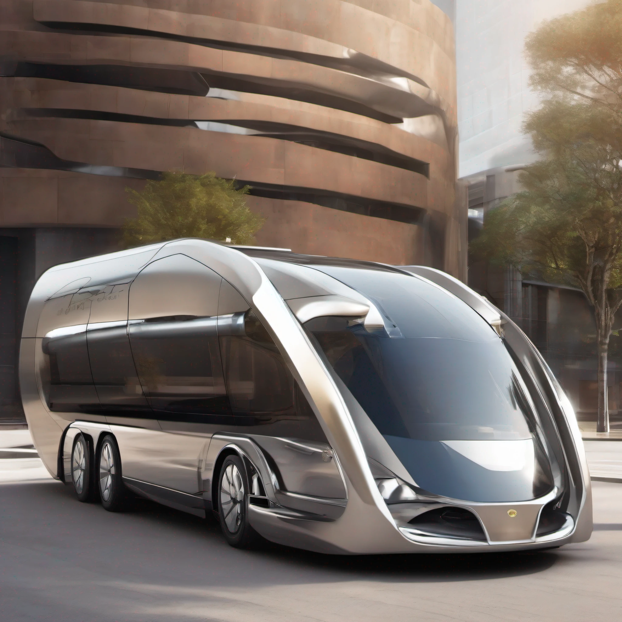 Imagine an image of an NFT depicting a futuristic towing vehicle with an impressive clarity of detail. Every aspect of this image has been meticulously designed to convey the feeling of innovation and advanced technology.
no centro da imagem, We have our own towing vehicle, with aerodynamic design and futuristic lines. Its structure is full of modern elements, as shiny surfaces, LED panels and panoramic windows. Cada detalhe, from angular contours to gleaming metallic finishes, is carefully designed to convey a sense of high technology and sophistication.
The front of the trailer is adorned with futuristic LED headlights, que emanam uma luz brilhante e intensa. The front grille is composed of elegant geometric lines, that perfectly match the overall style of the vehicle. The windows are large and panoramic, allowing an unobstructed view of the surrounding environment.
The sides of the trailer are decorated with futuristic details, as integrated solar panels, that provide sustainable energy for the vehicle. Sculpted lines and smooth curves give a touch of elegance and modernity. Detalhes adicionais, como portas deslizantes inteligentes e sensores de movimento, are incorporated to emphasize the advanced functionality of the trailer.
The rear of the vehicle is equipped with an electronic opening, revealing a large and luxurious interior space. The interior is designed with meticulous attention to detail, com acabamentos em materiais de alta qualidade, customizable ambient lighting and advanced entertainment and automation technologies.
The scenery around the trailer is equally impressive, with a futuristic landscape that complements the vehicle's styling. gleaming skyscrapers, High roads and flying vehicles add a sense of dynamism and progress.