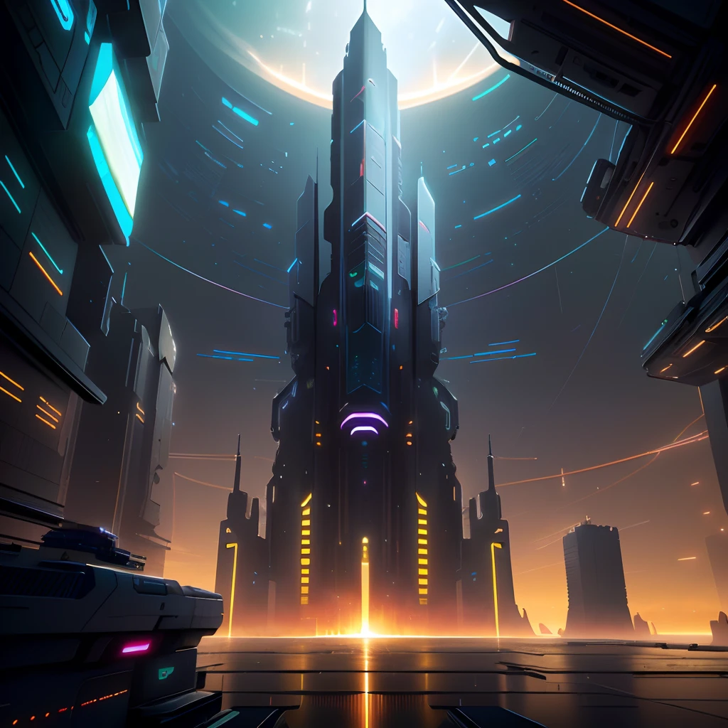 Close-up of a futuristic city with a large tower, arstation and beeple highly, 3 d render beeple, concept-art | beeple, artgem and beeple masterpiece, beeple rendering, Inspired by Beeple, beeple |, beeple masterpiece, in the style of beeple, beeple artwork