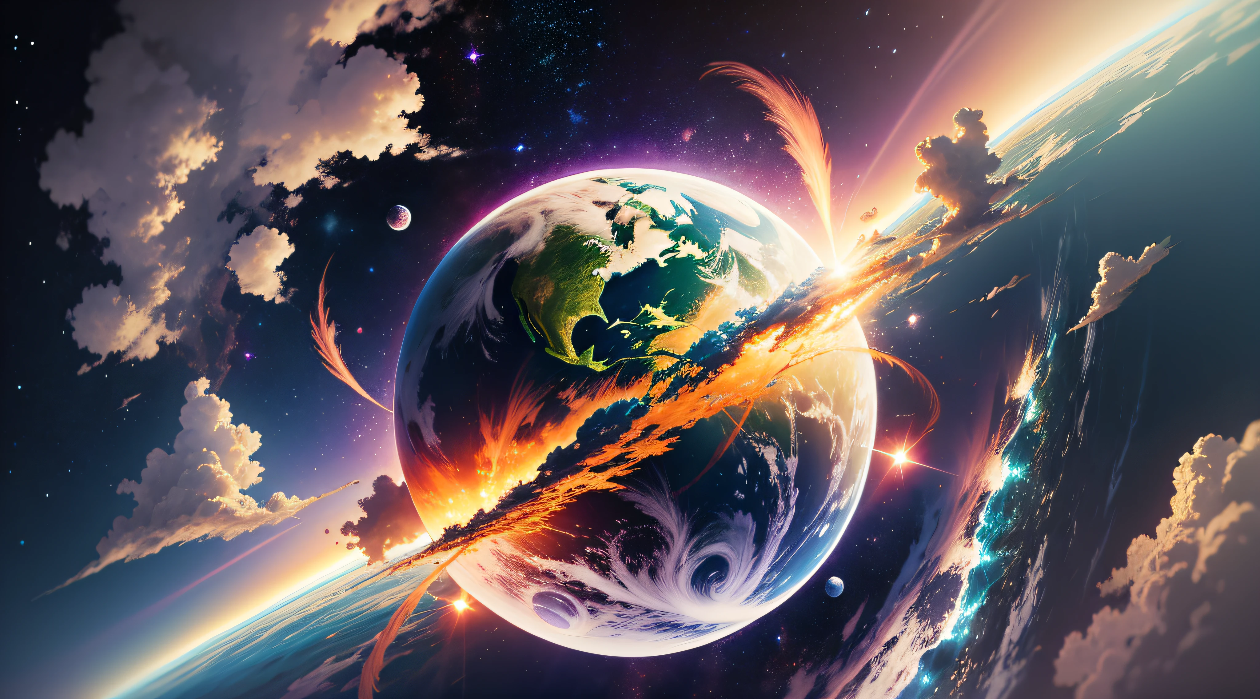 (Improve image) (Best Quality) image with Juce Wrld landscape floating in space image in anime style one piece