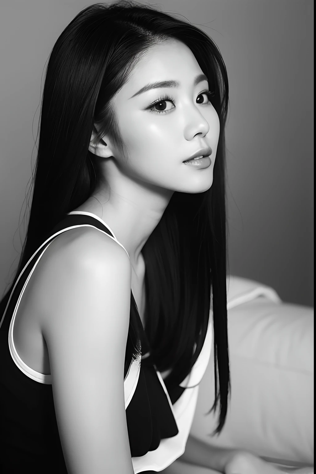 Photo of a Beautiful Korean kpop idol Woman, Summer, lecherous, filmgrain, Ilford HP5, 80mm