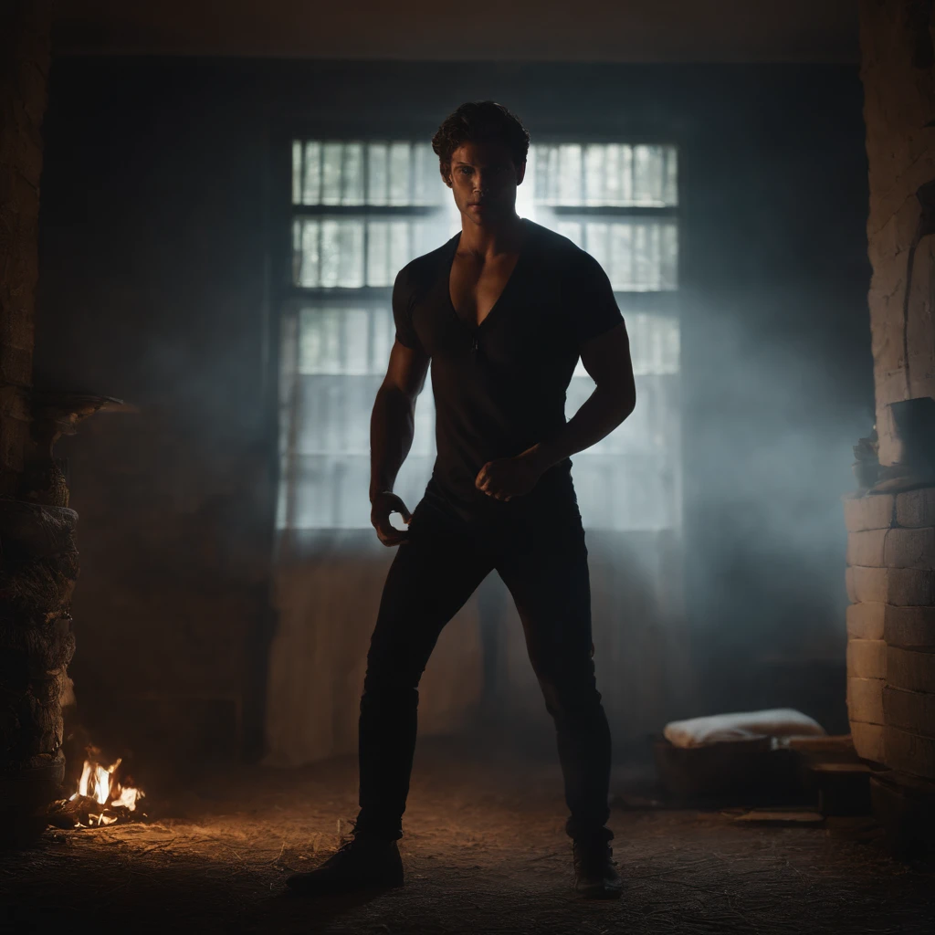 (OHWX) A young demon in a dark room with a frightening look on his face, fechar para cima, Front view, fechar para cima, estilo de filme de terror, fotografia, luz natural, fotorrealismo, cinematic rendering, ray tracing, A mais alta qualidade, O mais alto detalhe, cinemactic, Third-person view, Efeito de desfoque, Long exposure, 8k, ultra-HD, natural lighting, Moody Lighting, Cinematic lighting, remix