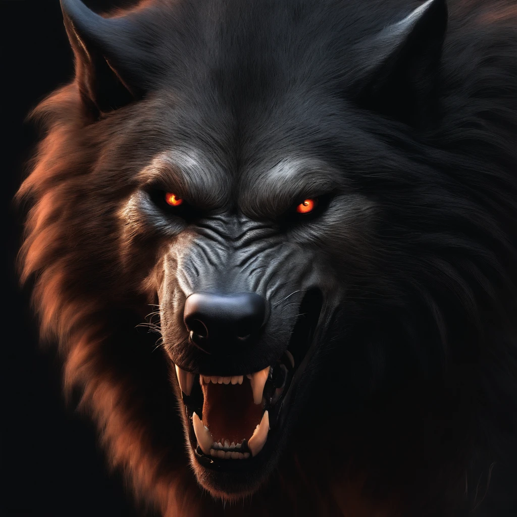 A fierce werewolf with human features
