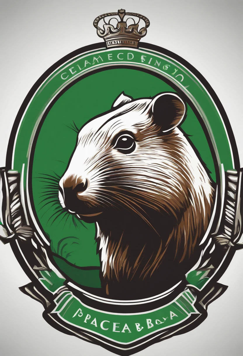Logo minimalista: It bears the name "Capybara F.C." in a clean, minimalist font, com linhas finas e elegantes. Ao centro, There is a stylized design of a capybara in a vibrant shade of green. Drawing is simplified, with geometric shapes and smooth contours, dando um aspecto moderno e sofisticado ao logo.