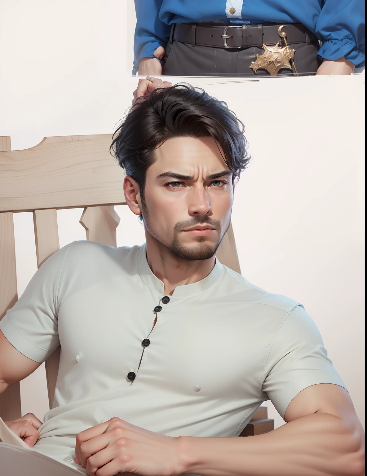convert to king realistic face  And change background Change clothes