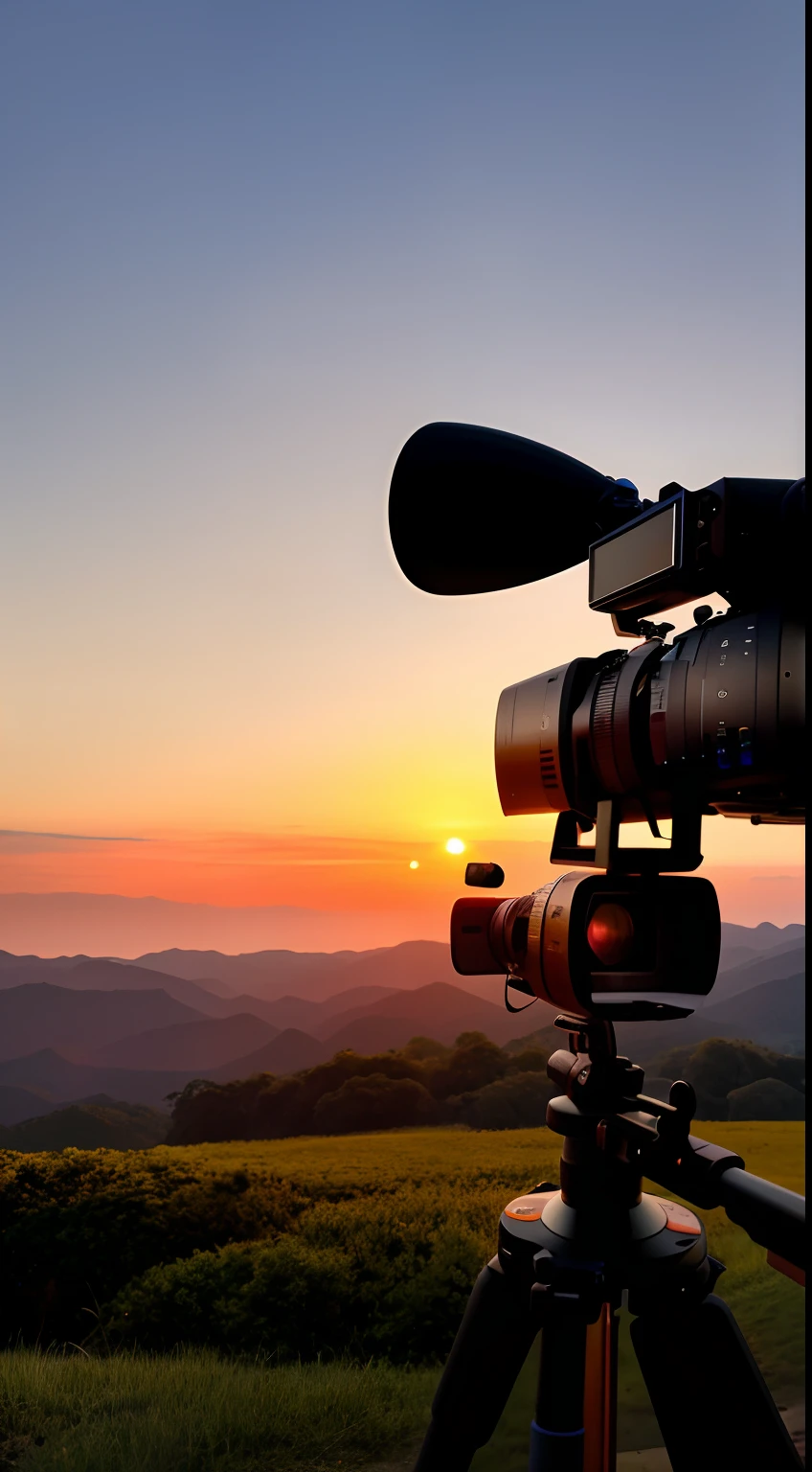 Sunset, evening glow, distant view, realistic, rich colors, gorgeous and colorful, wide-angle lens, shooting in the evening, positive film, naturalistic style, high-definition filming.