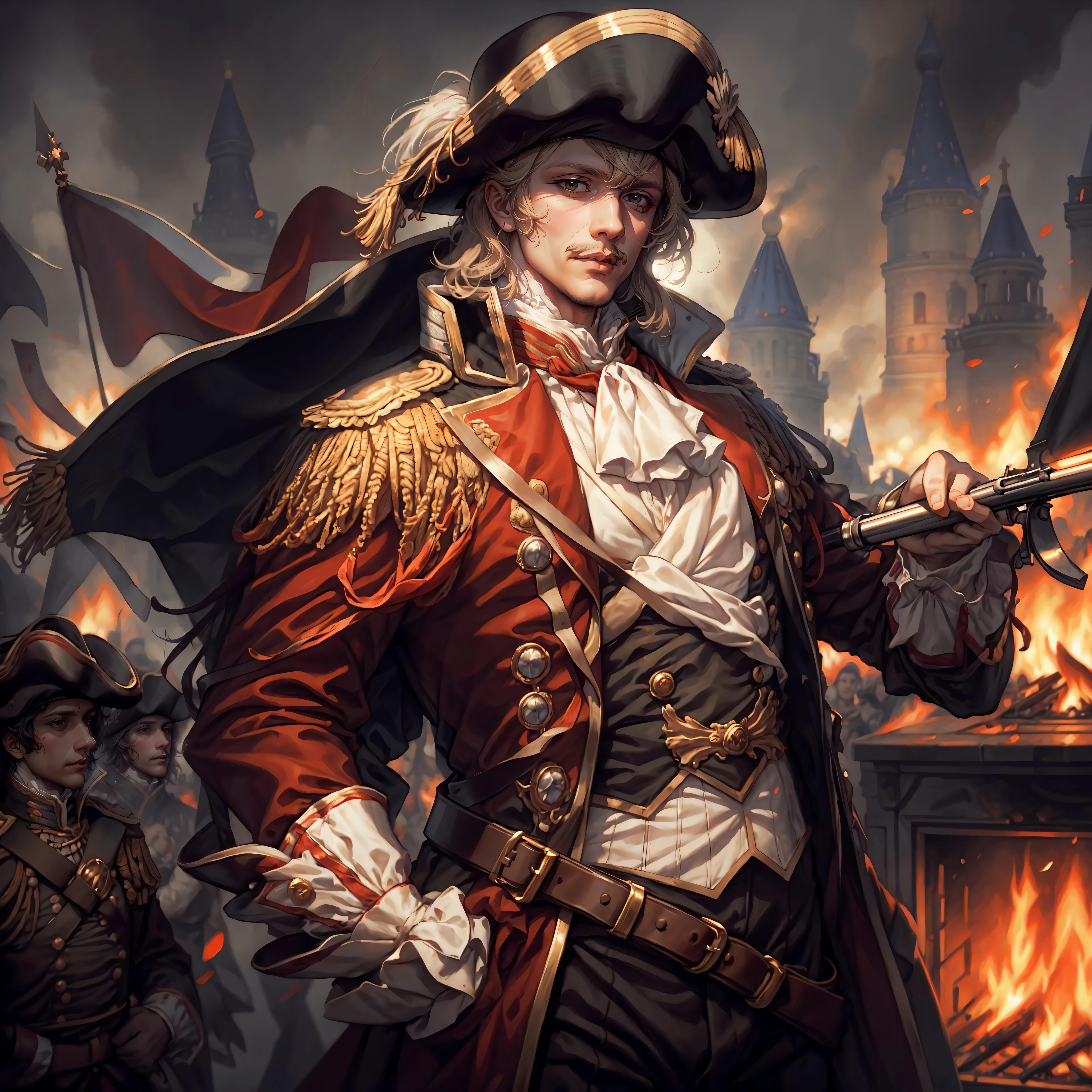 Napoleon watching the fire of Moscow by Albrecht Adam, MusketPunkAI,