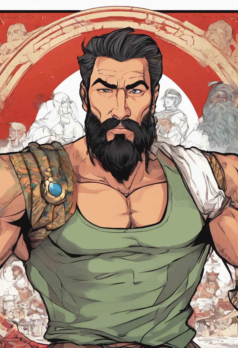 Un primer plano de un hombre con barba y camisa roja, Retrato de personaje de cuerpo completo, Retrato de cuerpo completo del personaje, Retrato de personaje de cuerpo completo, Personaje masculino, Markiplier, carnoso, muscular character, Retrato de cuerpo entero, Arte del personaje masculino humano, Retrato de alta calidad, Con barba Leonidas, pintado digitalmente, Retrato detallado de cuerpo completo, PNG sin comprimir