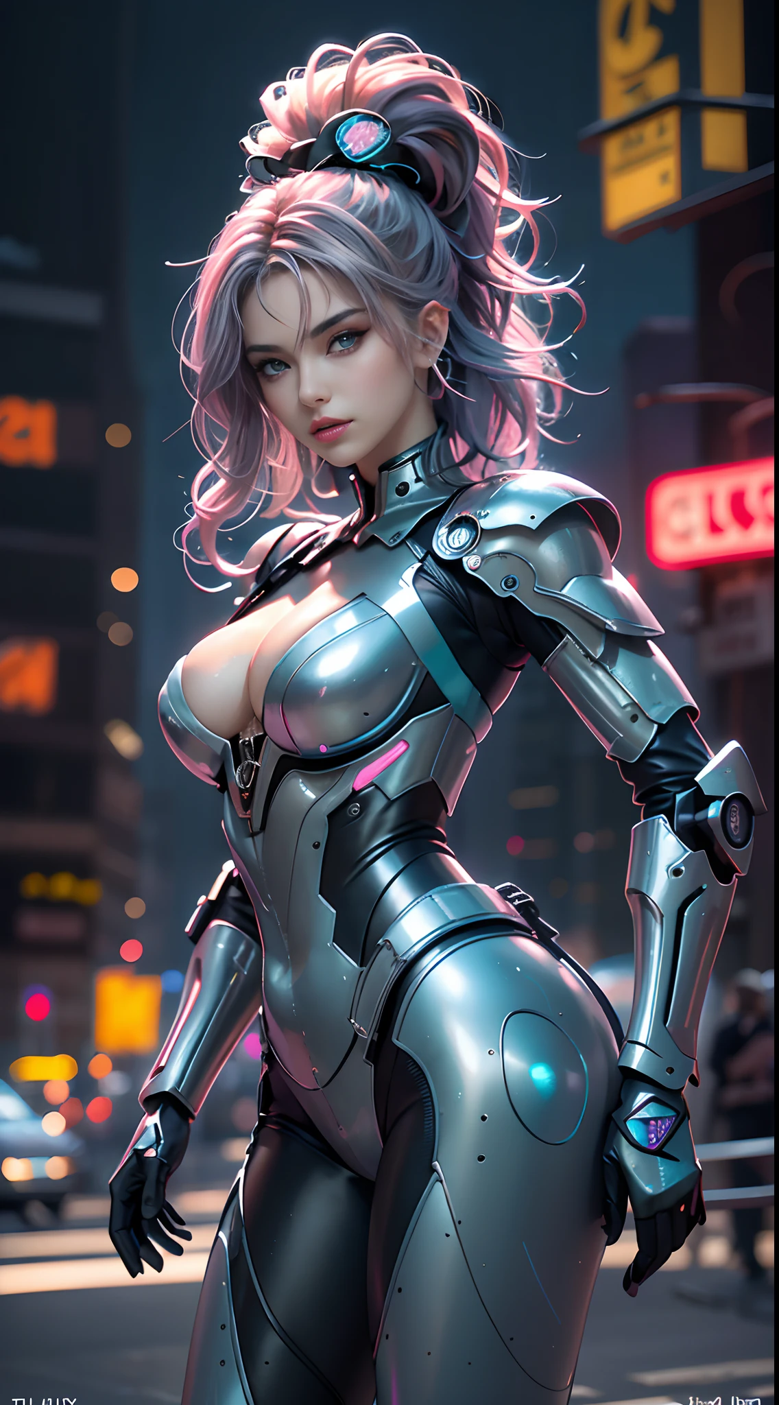 motor irreal:1.4,UHD,La mejor calidad:1.4, fotorrealista:1.4, textura de la piel:1.4, obra maestra:1.8,obra-prima, mejor calidad, 1girl, Chica Ives, mecha, beautiful  lighting, (neon light: 1.2), (noche: 1.5), "obra-prima, mejor calidad, 1chica, Retrato de cuerpo entero, pose sensual, ojos azules, cabello multicolor+plata:1.3+rosado:1.3+azul:1.3, Piernas esculpidas y curvas tentadoras, pechos llenos, Cara hermosa, muchas gotas de agua, nubes, twilights, Planta abierta, acuarela, neon light:1.2, noche:1.5, mecha, beautiful  lighting, Bright neon light: 1.2, Noche misteriosa inolvidable: 1.5",,hermosas manos finas