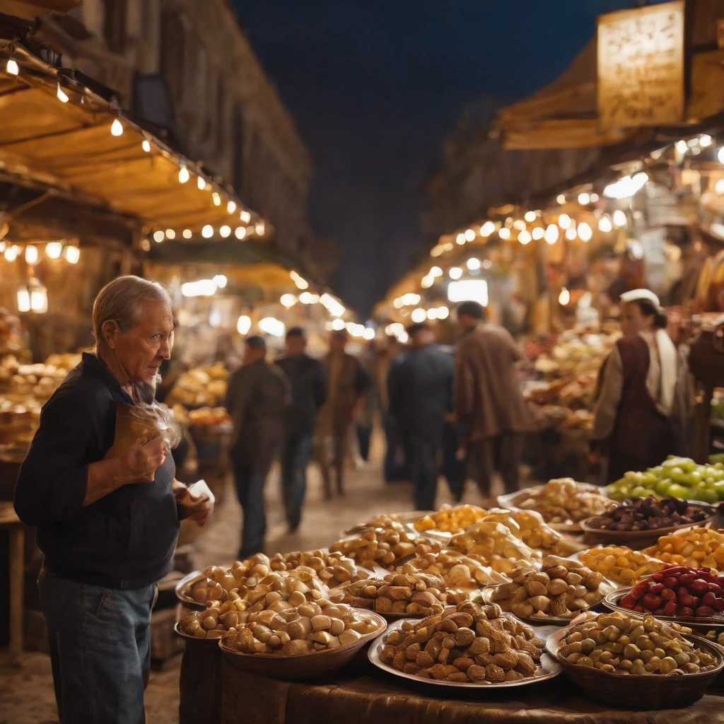 Background: A bustling market in the Magic City, Creatures of various shapes and sizes object mysterious artifacts々Where to replace.

Characters: Mischievous, Quick finger thief (Kieran) In the mysterious air, Steal powerful amulets from vendors' stalls.{Realistic}