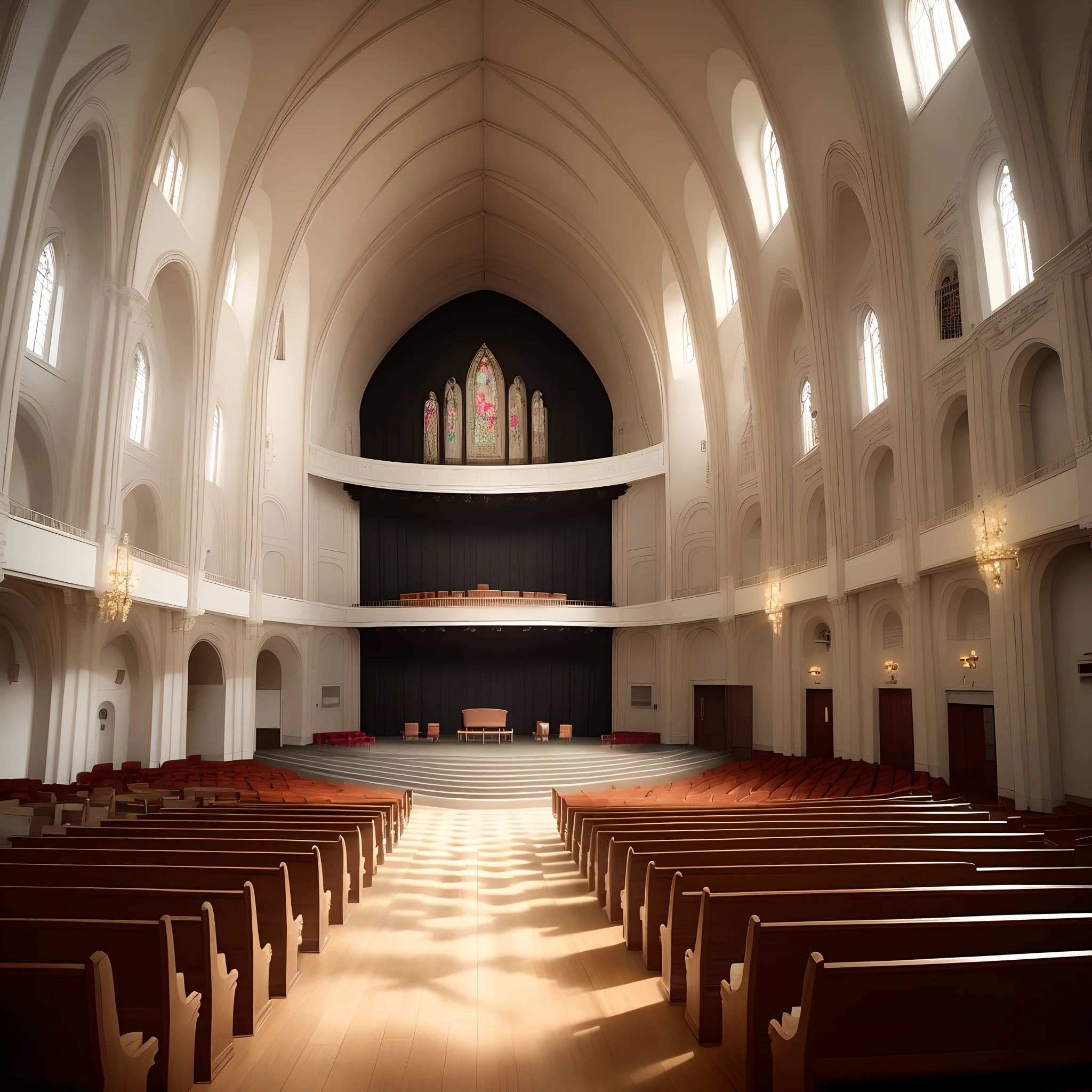 Dark modern sanctuary theatre church interior design