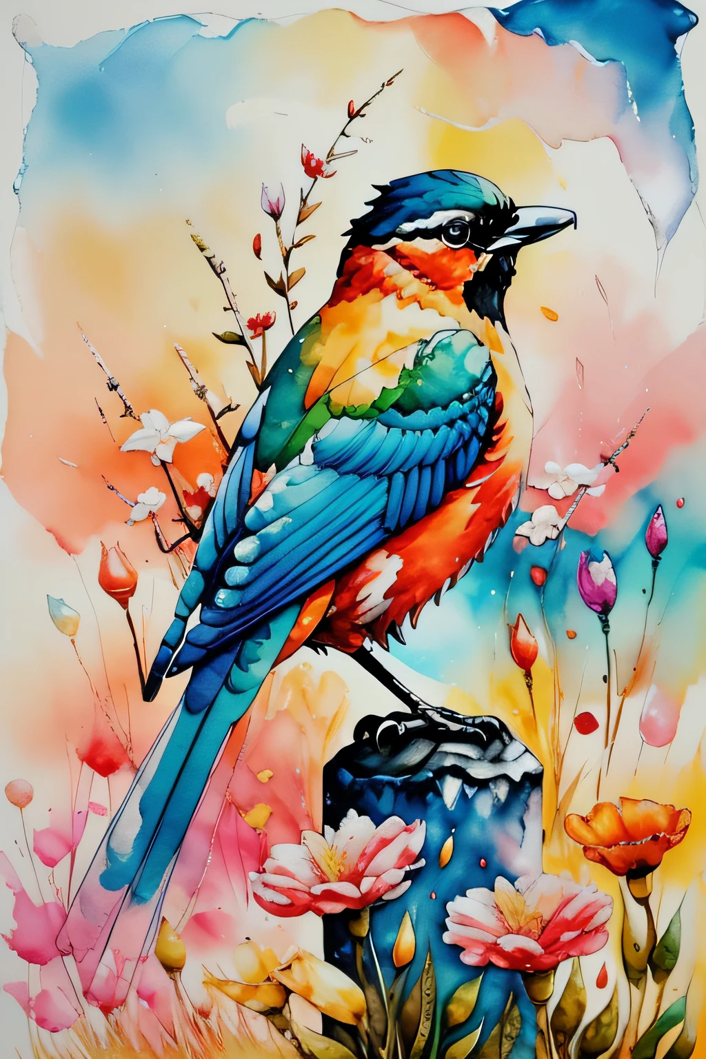 bird, sunrise, flower field, Alcohol ink and impasto mix painting, explosion,
yang08k, beautiful, colorful,
masterpieces, top quality, best quality, official art, beautiful and aesthetic,