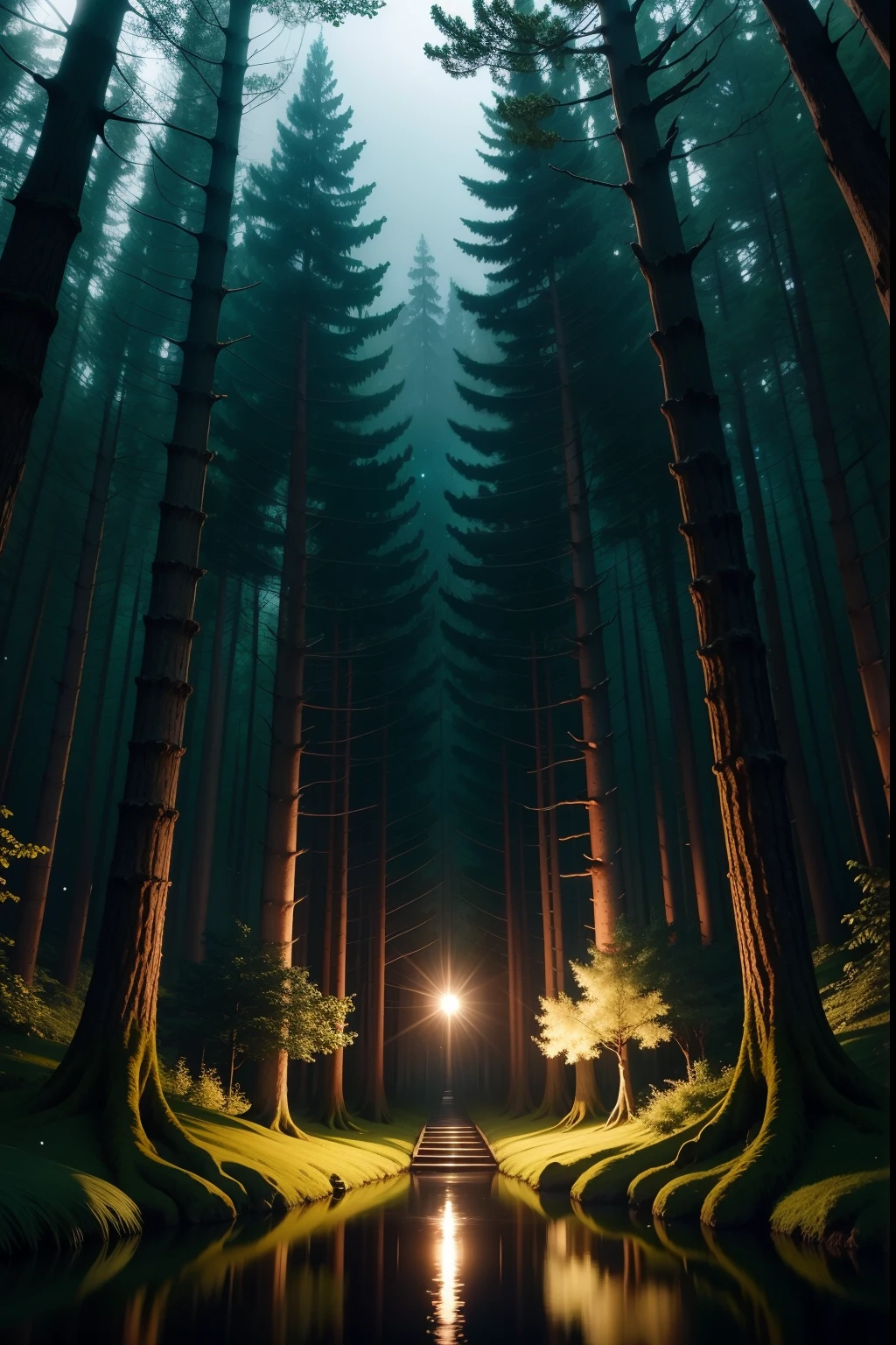 enchanted forest at night, no model