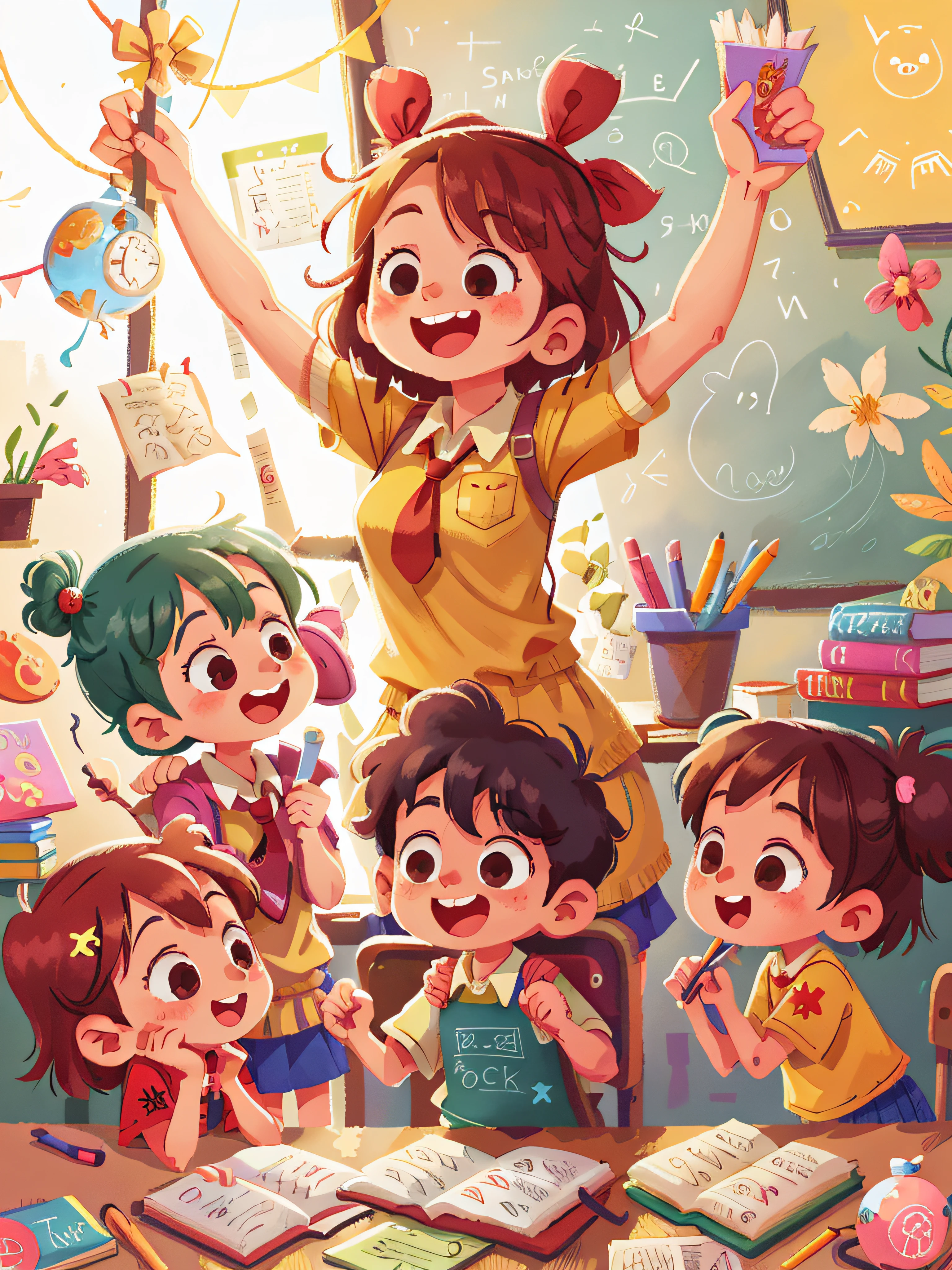 Happy teacher, Happy kids, Classroom