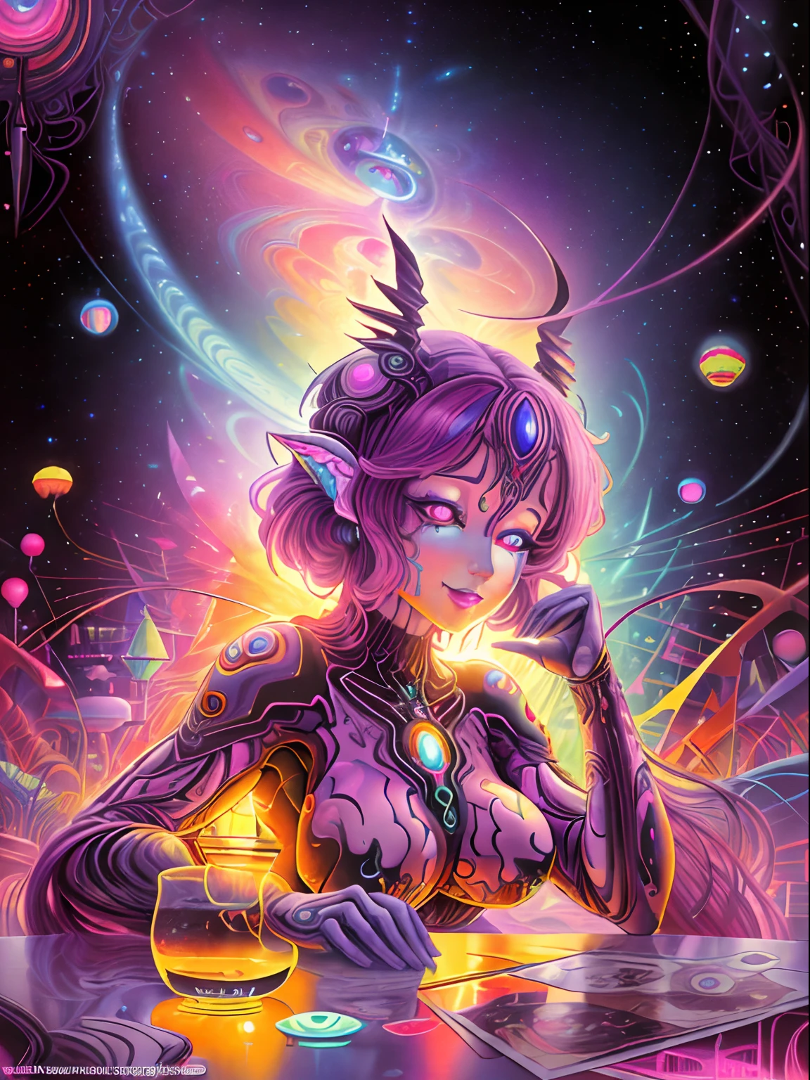 art by Wassily Kandinsky, detailed, sharp image, 8k, rim light, closeup, body horror, poster, hdr, intricate, a succubus creature with d cups, biopunk sci-fi psychedelic, boudoir, photograph, canon