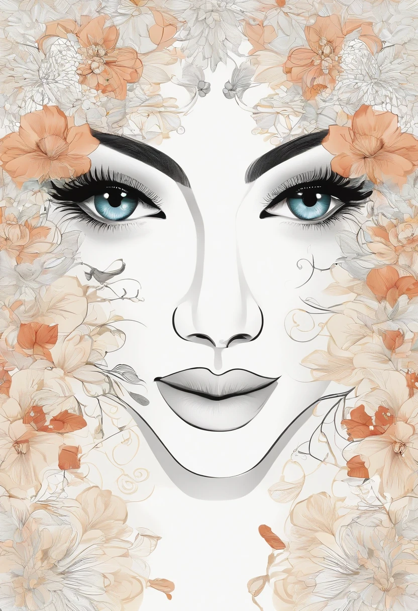 (fundo branco:1.4),(Silhouette of a Woman's Head , Olhos fechados, cabelos longos coloridos, Elementos Orientais),(Chinese illustration:1.3,arte em papel:1.3, Arte em papel acolchoado:1.2),( Reasonable design, linhas claras, alta nitidez,best quality, Very detailed, master part, Efeito de luz do filme, 4k )