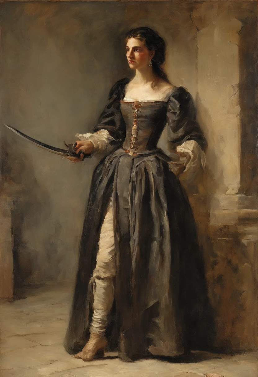 Darth Agnes de Chastillon, personagem feminina criada por Robert Ervin Howard, mulher de cabelos ruivos curtos,aparado ao ombro, olhos azuis penetrantes, sensualidade selvagem, Woman wearing men's clothes without losing sensuality with long boots up to the thigh and a dark hooded bathrobe , set in the sixteenth century,holding a sword in one hand and in the other with a gunpowder pistol ready to fire,no campo de batalha enfrentando seus inimigos com destreza e coragem , little lighting,film composition photography, Very detailed, extremely high-resolution, cor profissional, luz maravilhosa, luz do dia, 300k resolution,
Altamente realista, Muitos detalhes.