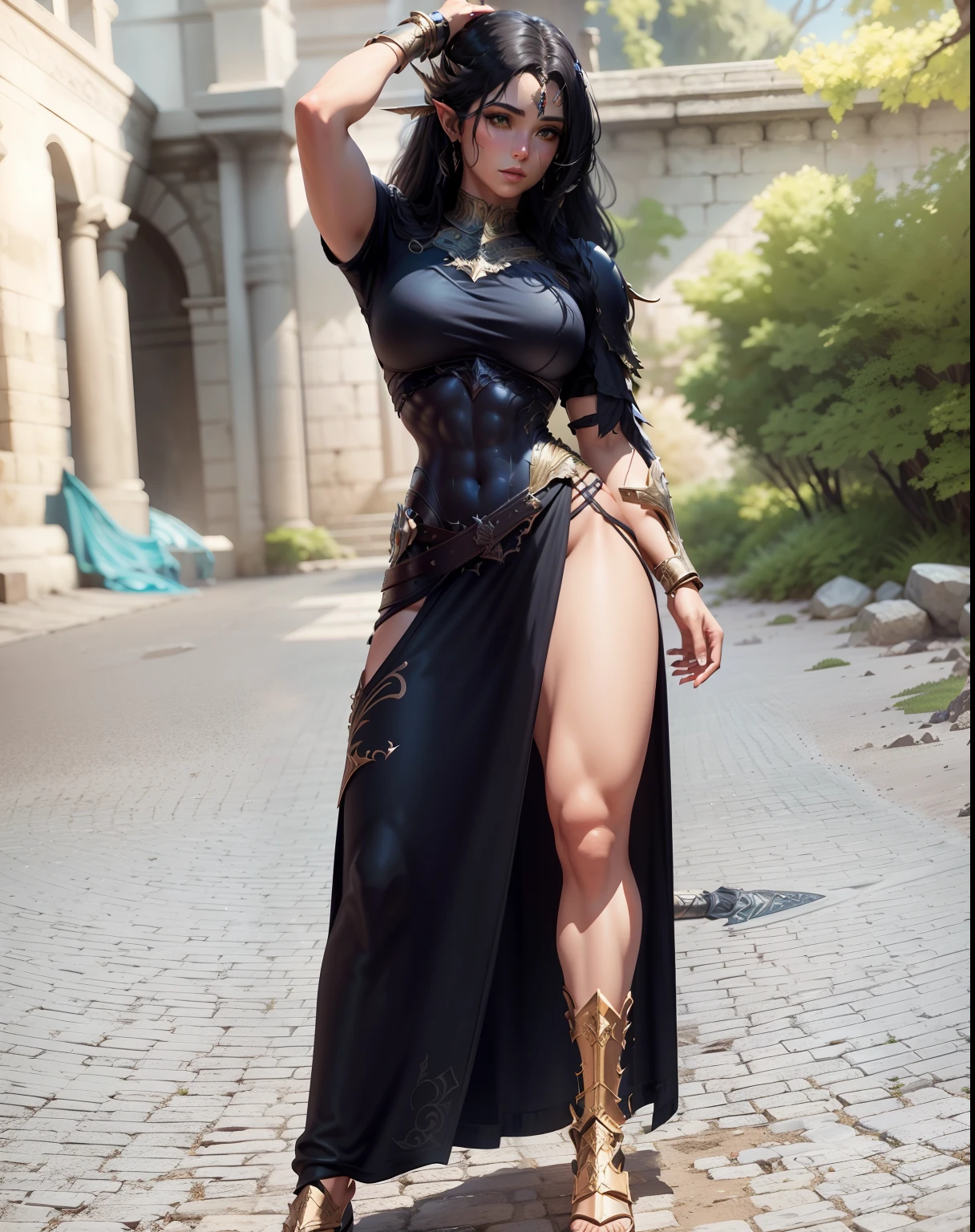 valkyrie，Senhora Cavaleiro，Anatomia correta，epic fantasy digital art，tmasterpiece，8k，high-definition resolution，desenho detalhado，Qulidade Superior，, Epic composition,