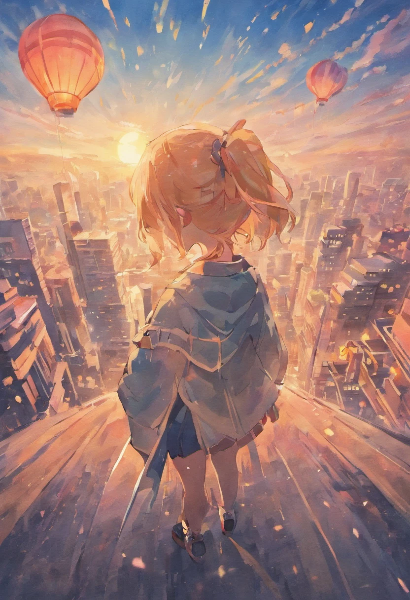 （drawing style）Sky only, baiyun, kids drawing, Watercolor paint texture brush