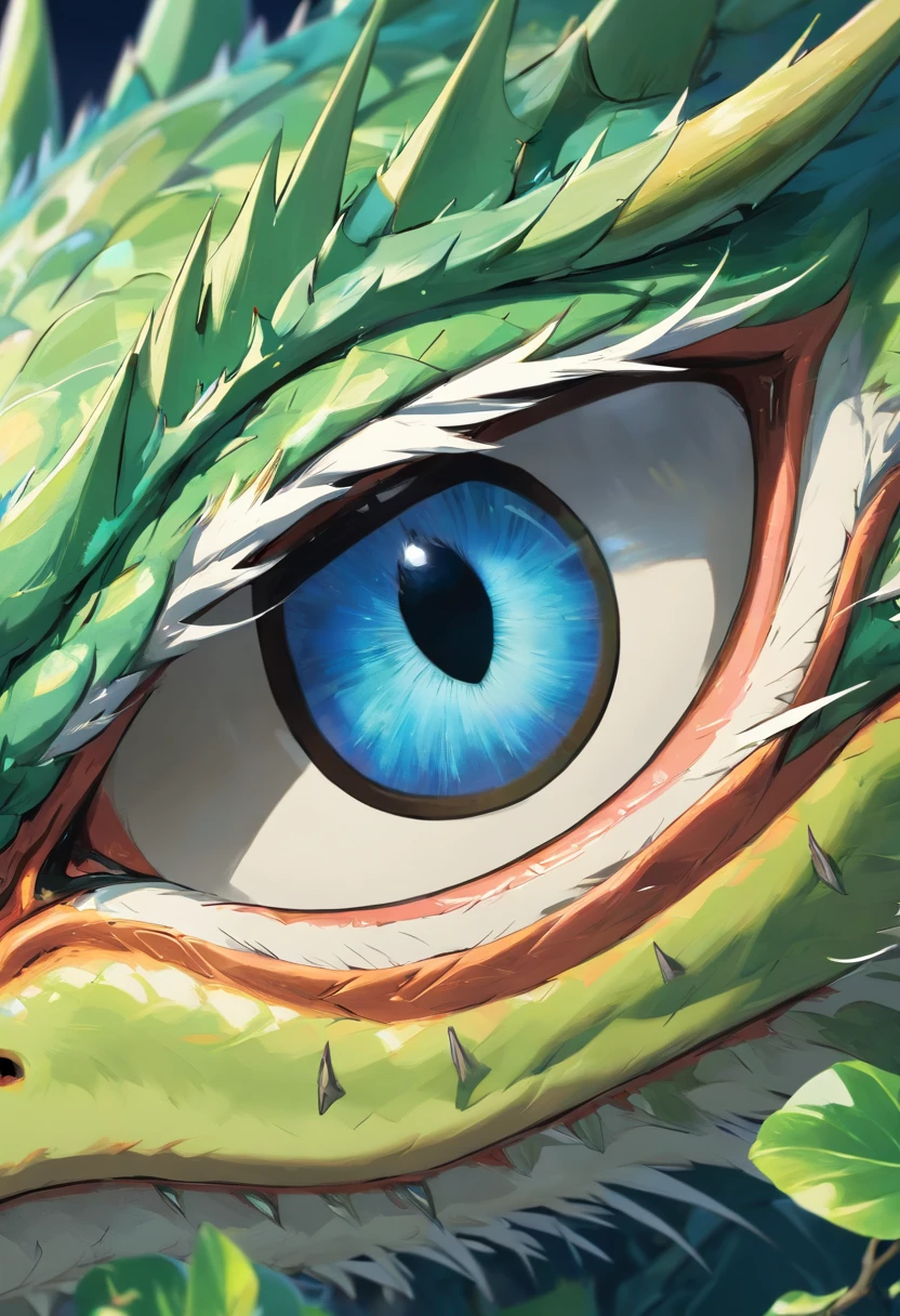 Dragon single eye, blue pupil, thorns around the eyes, local close-up, high definition, huge phobia, pov view, Lord of the Rings style, movie-like quality, amazing, realistic light and shadow, vivid, full Vibrant, 8k, Unreal Engine, highly detailed, concept art, --ar 9:16 --q 2 --v 5 --s 750 --q 5 --ar 2:3 -- -v 5