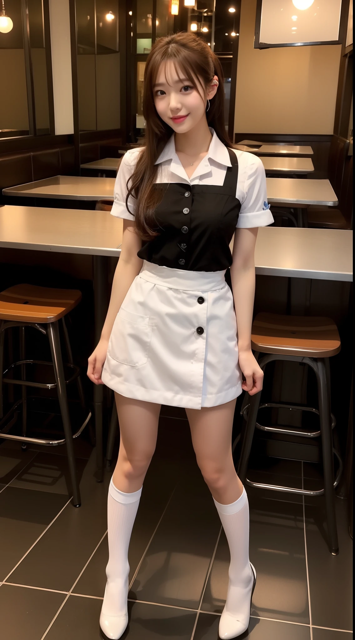 Waitress in miniskirt