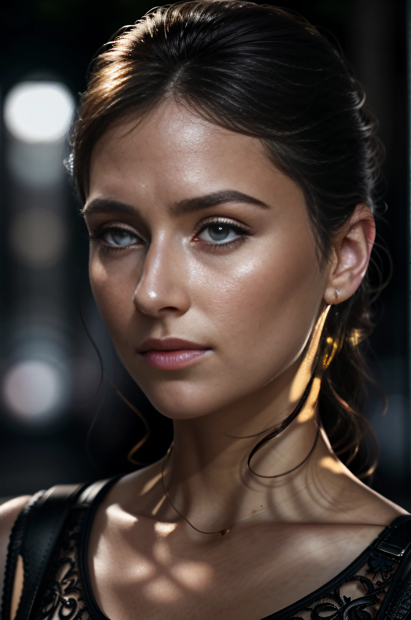 RAW photo, 8k UHD, beautiful Caucasian, one woman, ultra-detailed eyes, sad, edge of glory, breath taking beautiful, photography, ultra realism, realistic, outdoors, golden hour, (film grain:1.3), 8k uhd, dslr, soft lighting, high quality, HDRI, Fujifilm XT3, iridescent, (masterpiece), (best quality) (detailed) (8k) (HDR) (cinematic lighting) (sharp focus) (intricate), HDR, hyper-realistic, color graded, realistic picture, ultra high quality, stunning, heartbroken, wish