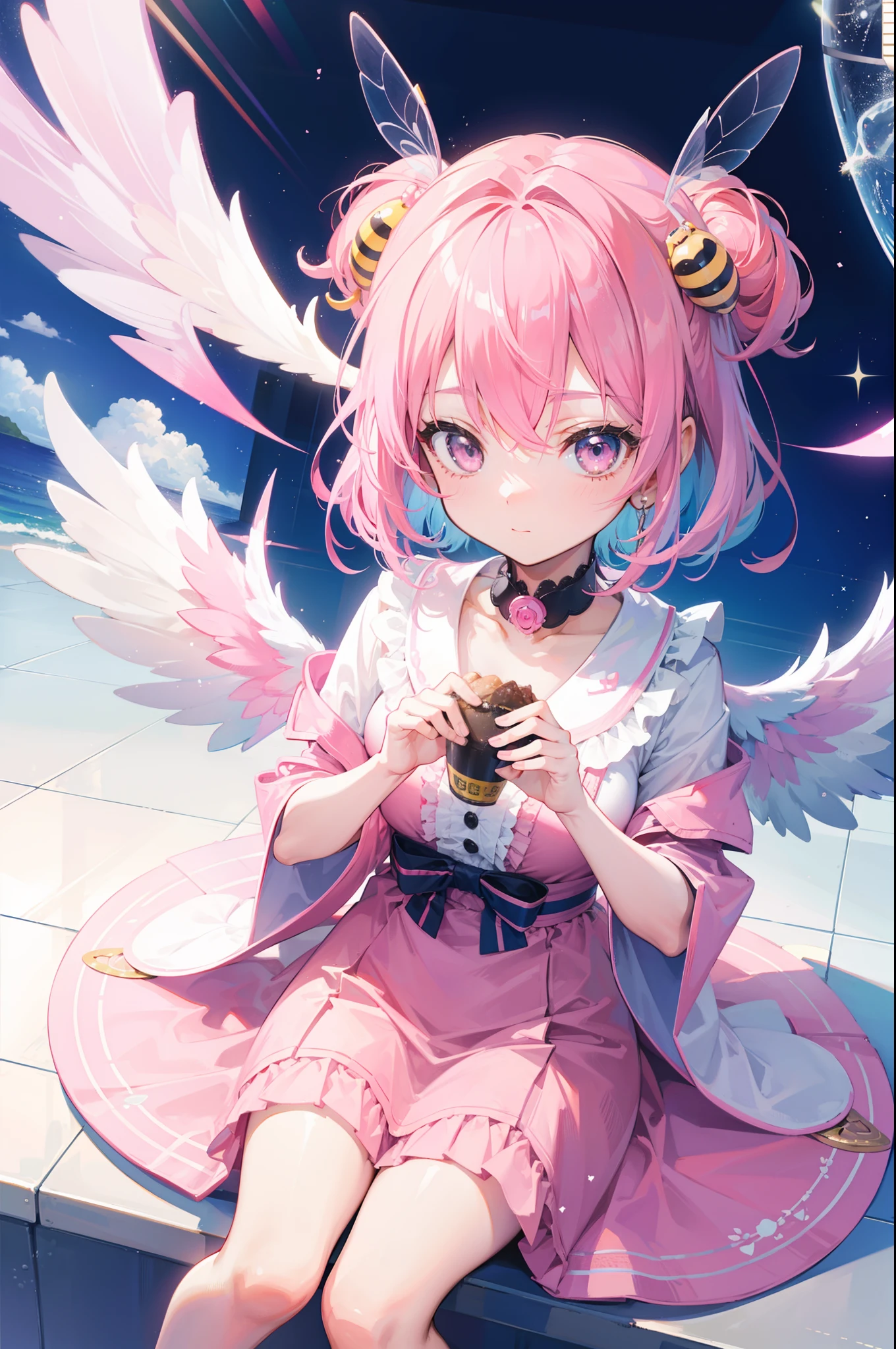 3D, Bee wings、kawaii、Pink hair
