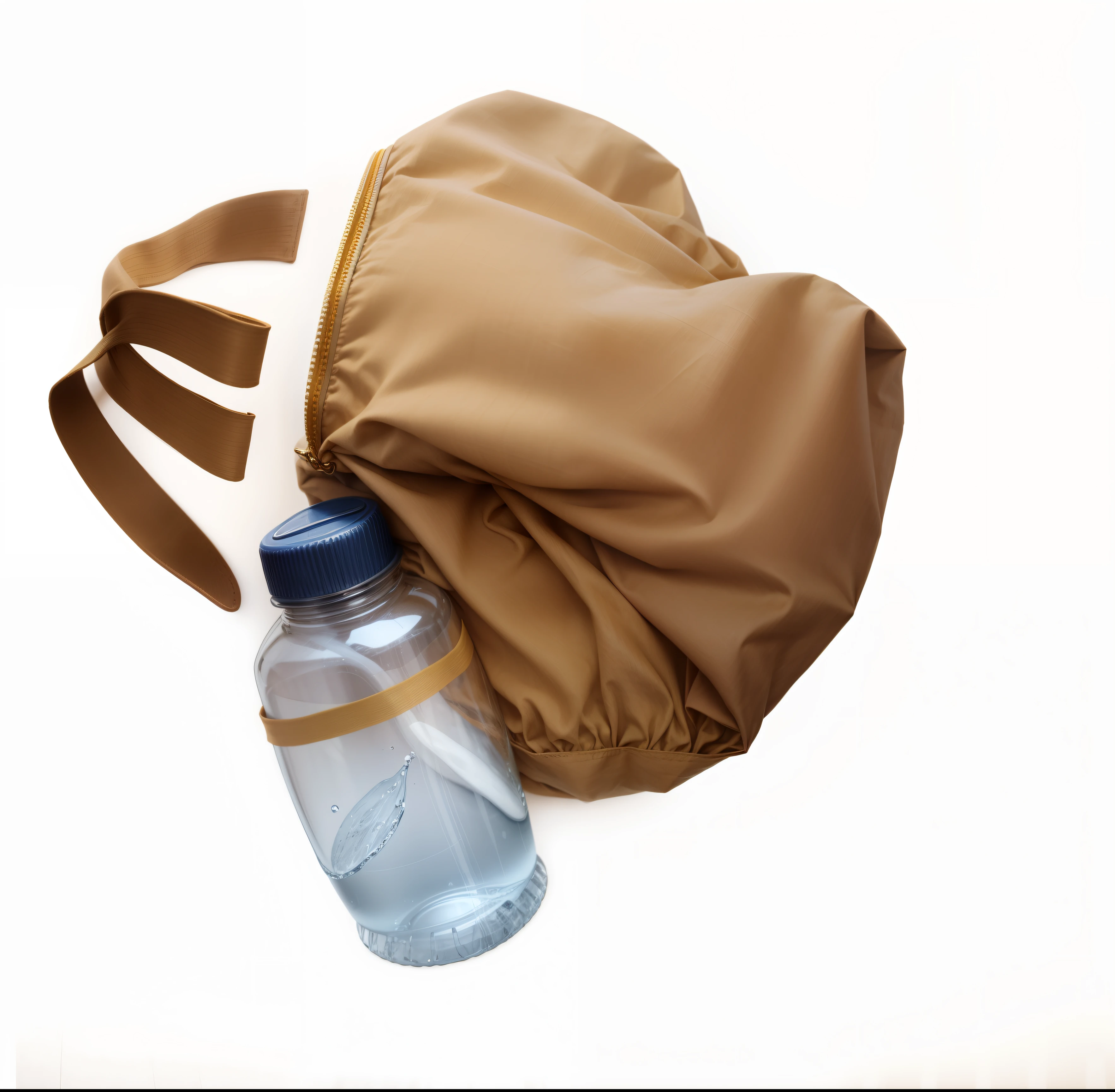 Yellow linen bag,mineral water,adolable