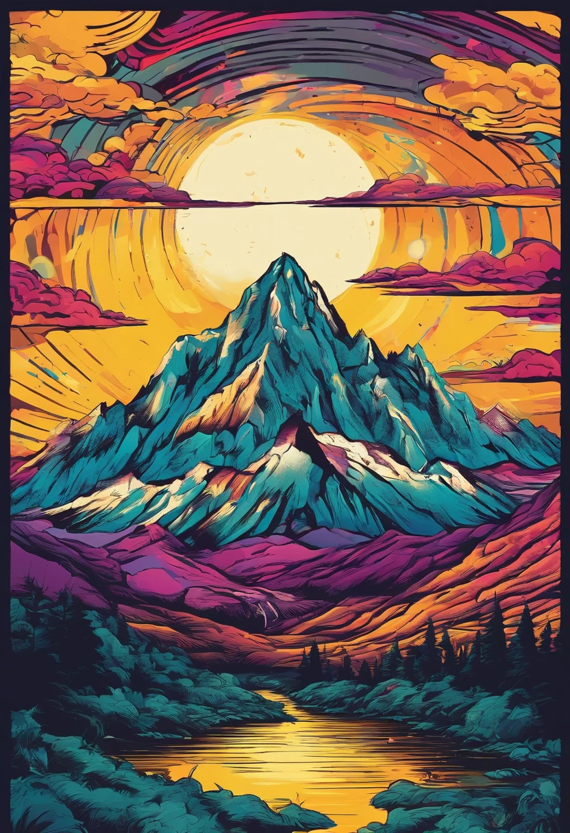 Create a metal album cover that shows towering mountains in the center of the image. El cielo nocturno debe estar lleno de constelaciones brillantes, generando un ambiente oscuro y misterioso. Si es posible, It incorporates a black hole in the background to increase the sense of the unknown and the enigmatic..