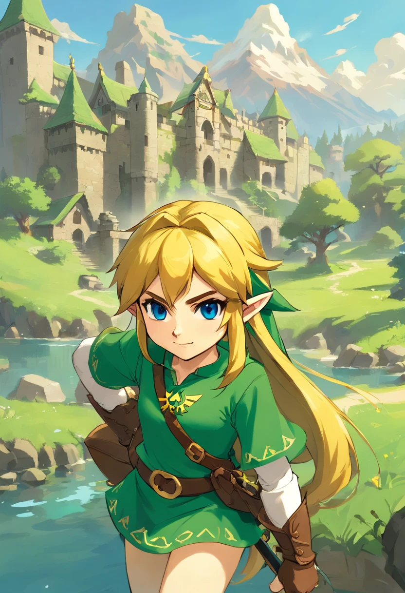 corps entier, Personne pour le jeu Zelda, Le Unga Zelda, Un, Personnage de Zelda FF, Dans le style de Ian McQue, Temmie Chang, Stylish costume design, RoUnceous representations of wilderness, jean-baptiste Monge, Scientific Academy,angry,losing mind,smile,mouth wide open