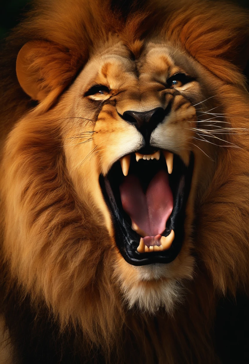 Create picture of lion screaming