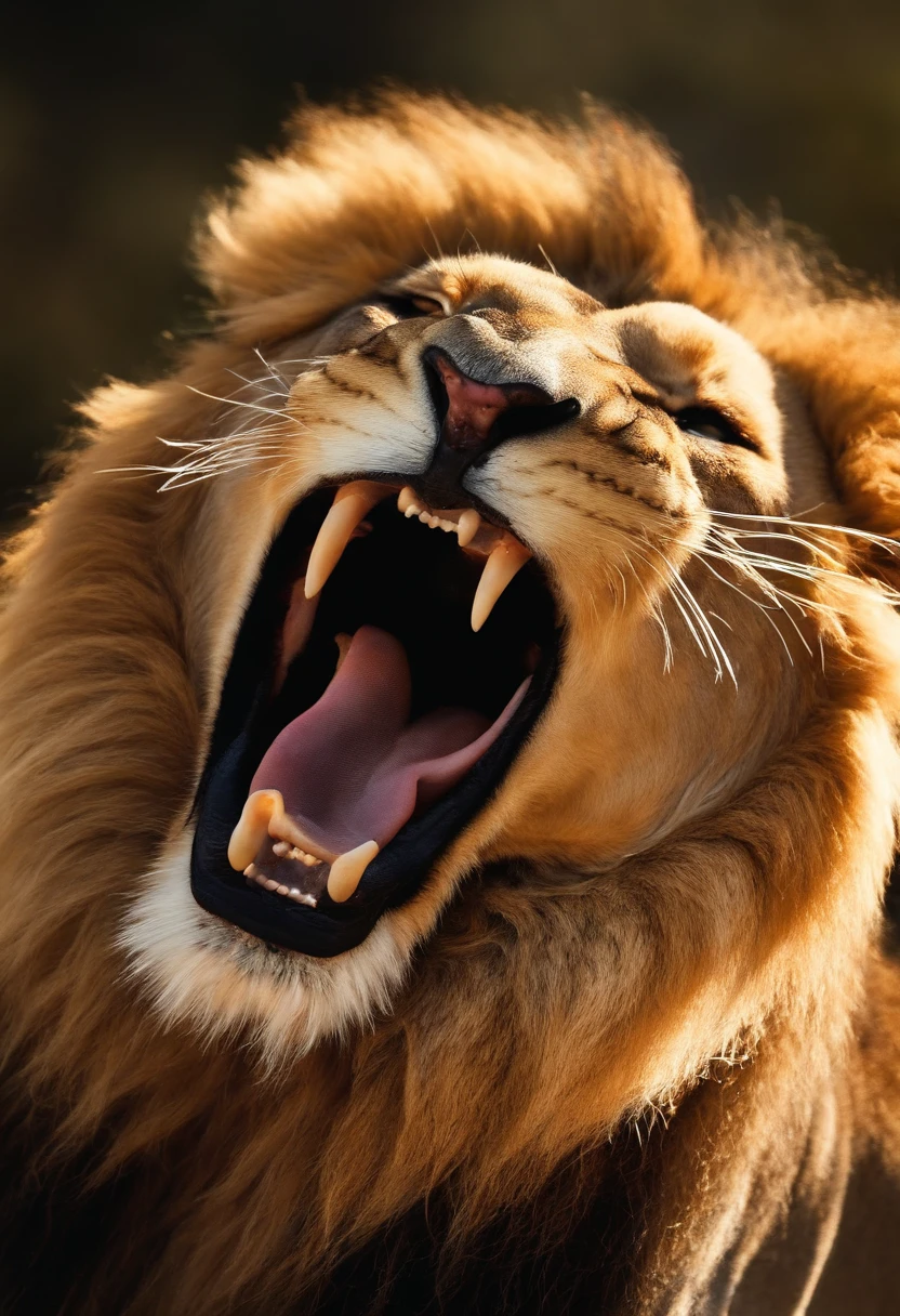 Create picture of lion screaming (full body)