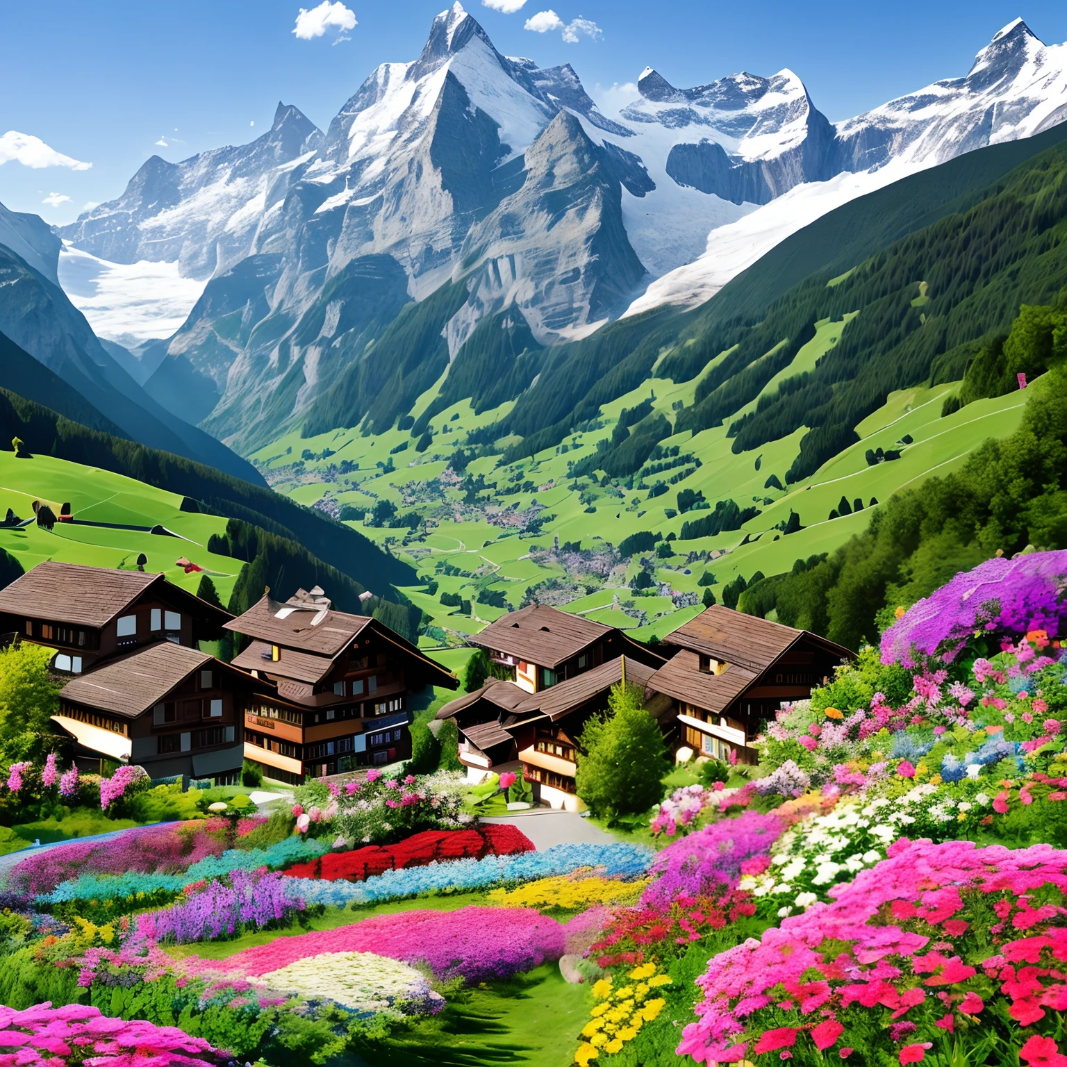 switzerland, alps, Flower garden, Yodel Forest