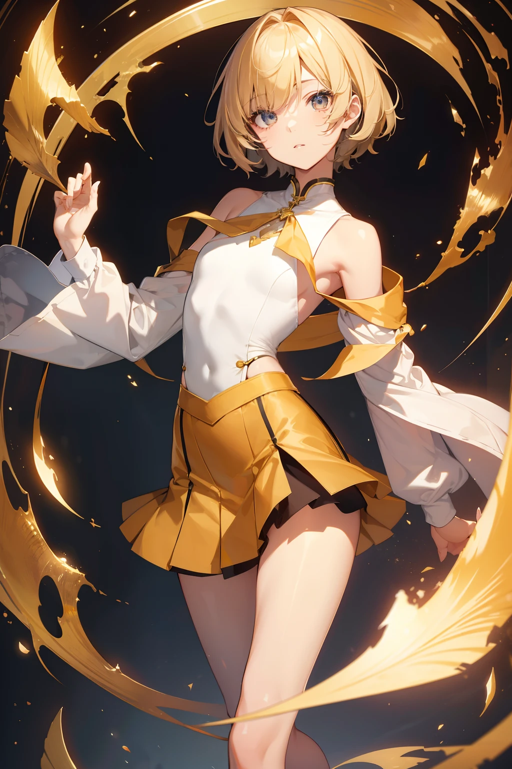 top-quality、Full limbs、complete fingers、Slender beauty、straight haired、very short hair of golden color、knee high、hi-school girl、Small eyes、Recurve the body、wriggling the body