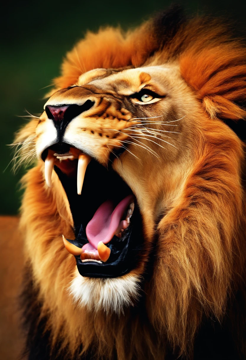 Create cartoonish photo full body of lion screaming