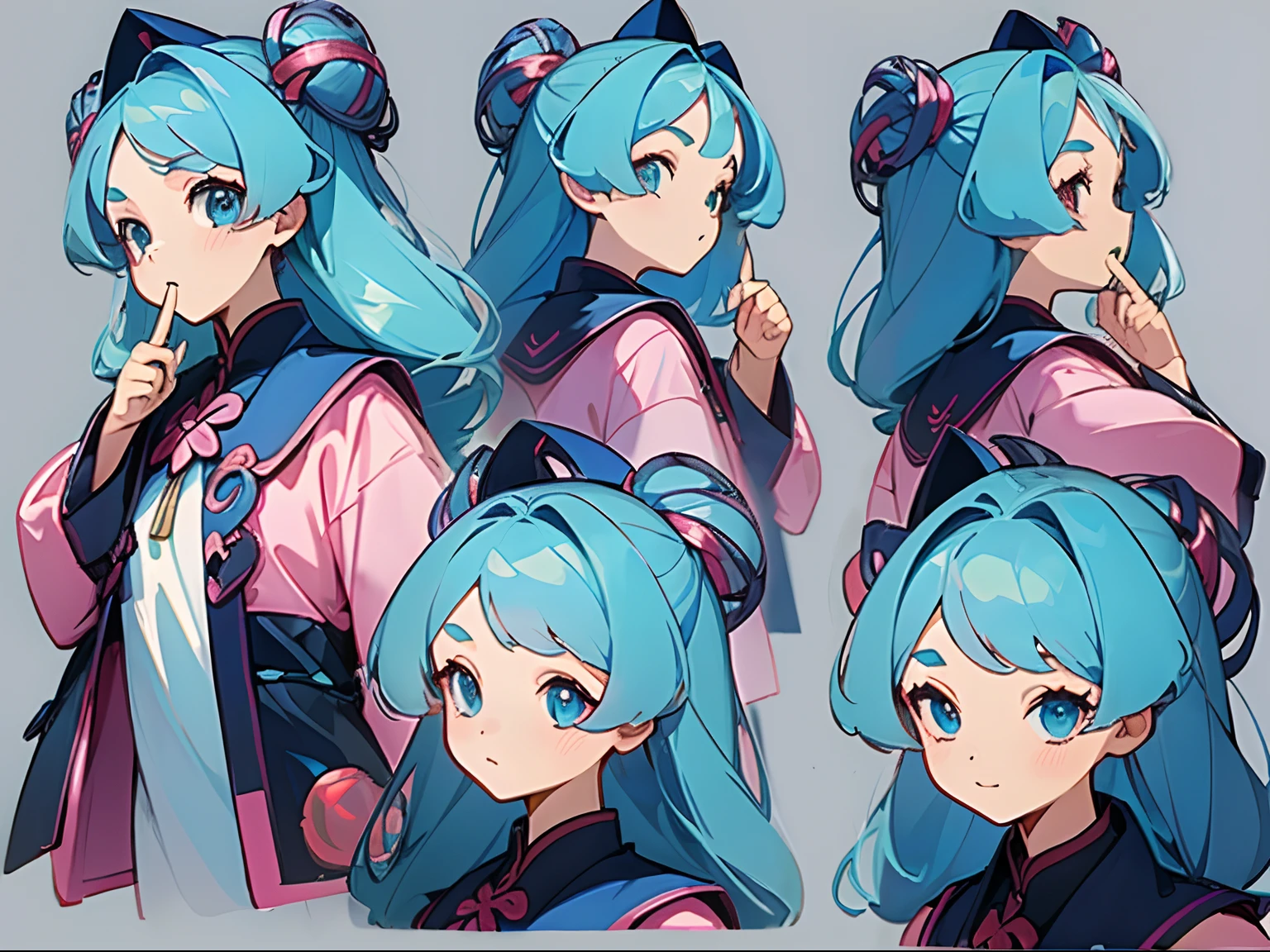 ((masterpiece)),(((best quality))),(character design sheet, same character, front, side, back), illustration, 1 girl, hair color, bangs, hairstyle fax, eyes, environment change scene, Hairstyle Fax, Pose Zitai, Female, Shirt Shangyi, Star, Charturnbetalora, (simple background, white background: 1.3), --6