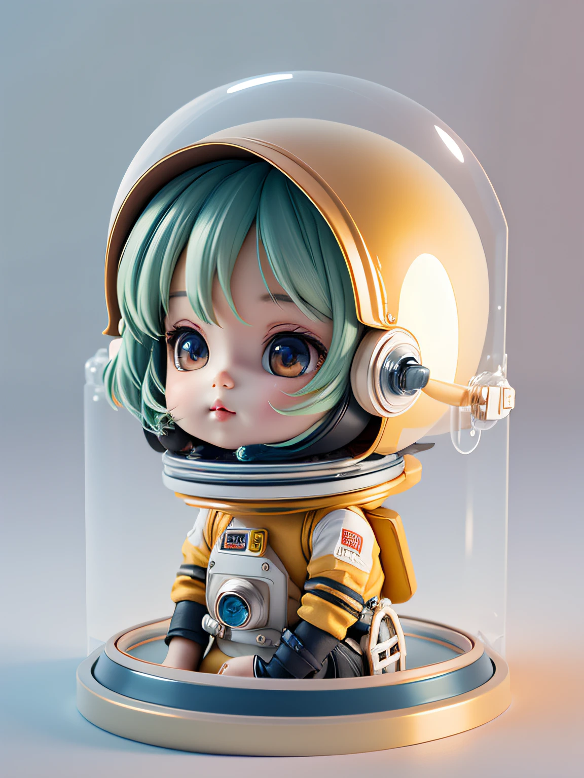 There is a little doll with helmet and helmet, cute 3d rendering, little astronaut looking up, portrait anime space cadet boy, cute 3d anime boy rendering, cute detailed digital art, male explorer mini cute boy, 3d rendering stylized, 3d rendered character art 8k, cute digital painting, anime style 3d, super detailed rendering