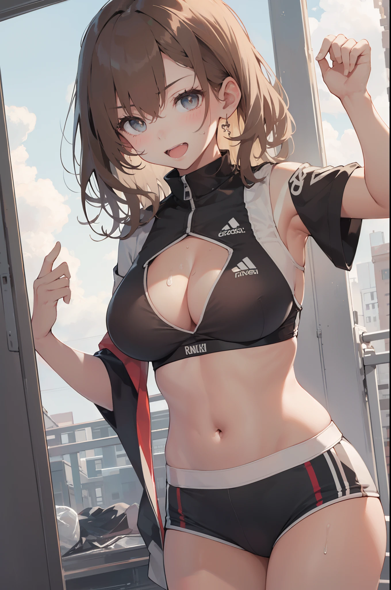 top-quality Misaka Mikoto Junior High School Bra Beige shorts Cool look small tits 16age in the room sexypose Miwaki Armpit sweat sodden Ecstasy face((masutepiece)), (1 girl:2.0), (extra detailed face, Smiling), Short haircut, Brown hair, Petite, (Thin Build), (a japanese girl), ((Athletics Club Member, Long-distance runner)), Slightly round face, (Tanned brown face:1.6), Cute, Big eyes,(3 point perspective:1.1)、(Colossal tits:1.5)、(heat:1.1), Solo it、tome、tome、tome、tome、tome、tome、tome、Summer uniform:,Exquisitely shining beautiful legs:1.1) (Shining thighs:1,5) (Shining big:1.2) (tits out:1.5) (Elaborate and intricate backgrounds:1.2)、 (More moist and oily skin:1.1)、mano(References)5(References)mano、(Highest quality of limbs:1.0)、(Shiny skin elaborately moist body:1.4) (glistning skin:1.2)、 (Photorealsitic:0.9)、Summer uniform,tenki no ko,masutepiece, 1 girl, Solo, lightsmile, Big, Underbust, cleavage, heart pupils, opening, Long hair, Super long hair, forest, (hand to mouth: 1.3), hands on one's face, One girl, Crotch, Big, Navel, , (masutepiece, of the highest quality), horizontal lightning, Fine and beautiful eyes, Angry face, Madness, Open mouth, Scream, rough-faced, blush, Sweat, Mask, 1 girl, Big, Indoors, Bedroom, Hands on chest, Mask, Big, Whip
