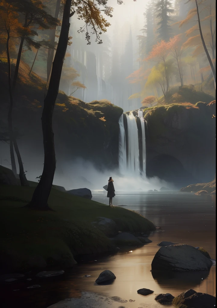 Elegant lady，Wearing a long white dress in the forest，Zhangjiajie landscape scenery，The woods are born with waterfalls and surreal photos of the sunset，unrealengine 4，8k，Super sharp，The colors are delicate，Wide color coverage，Scene detail is extreme，lightand shade contrast，Anti-aliasing, Error details are smoothed, RAW photogr, imagem hiperrealista, Unreal Engine 4, 8k, ultra-clear, Detailed colors, Wide color coverage, Extremely high scene detail, shadowing, Anti – Aliasing, Error details are smoothed, RAW photogr, Surreal Photo, Unreal Engine 4.8k，Super sharp，The colors are delicate，Wide color coverage，Objects with extremely high scene detail，（8k，RAW photos，best qualtiy，tmasterpiece：1.2），（realisticlying，photographrealistic：1.37），Model shooting style，（Very detailed CG unified 8k wallpaper），Ed Blinkey、Atey Ghailan、Studio Ghibli、Jeremy Mann、Greg Manchess、Antonio Moro's professional magnificent oil paintings，Trends on Artstation，Trends on CGSociety，iintricate，high detal，Clear focus，dramatics，Realistic paintings by Midjourney and the art of Greg Rutkowski，Scene details extreme objects，shadowing，Anti – Aliasing，Error details are smoothed