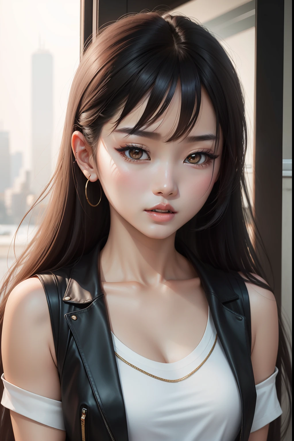 a beautiful Asian girl, k-pop star style, photo realistic, hyper realistic