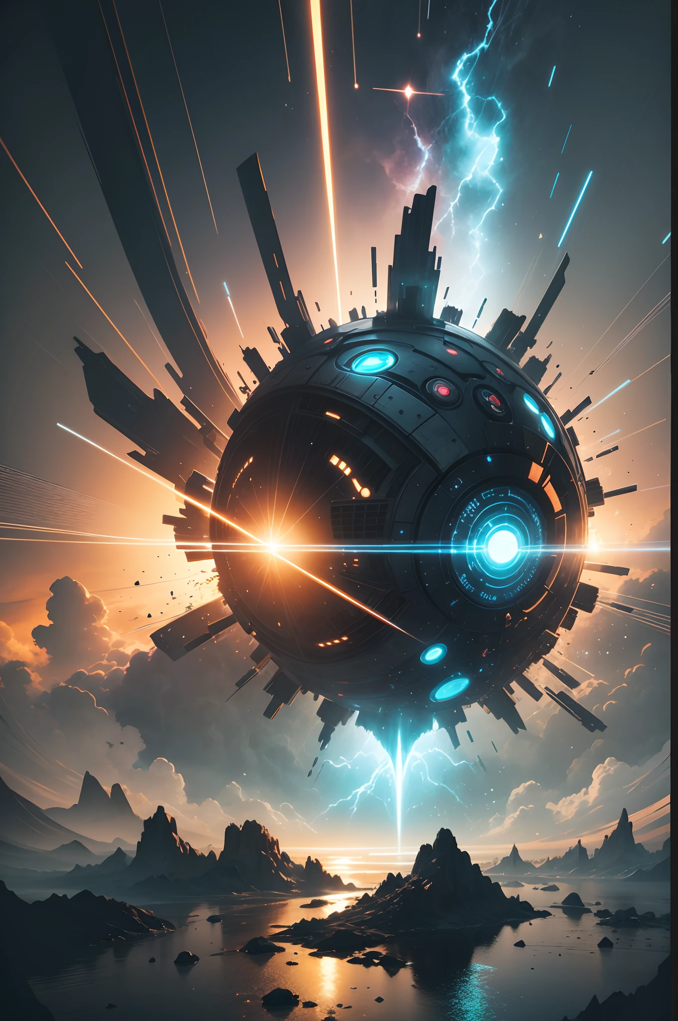 technology, abstract concept art, 8k, cinematic, epic, dramatic, particles, bright lighting, masterpiece