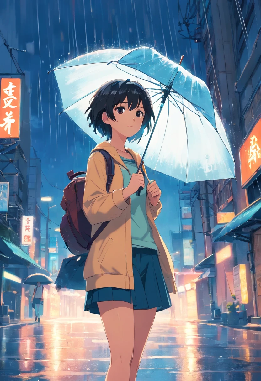 tmasterpiece,best qualtiy,cinematic Film still from,1girll,Cloud Girl,It's raining,closeup ,With an umbrella,Have on the street