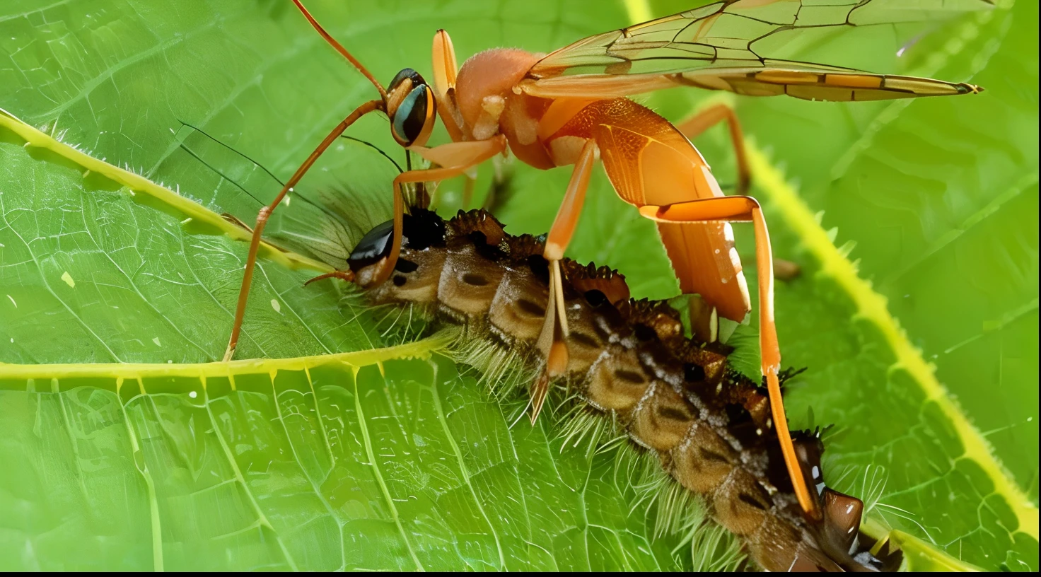 Un primer plano de un insecto en una hoja con un cater, Antenas en una cabeza hestiasula, Foto de una avispa loca, antenas grandes, Closeup, Detallado. insecto como, Features of Mantid, Avispa intrincada, Antenas delgadas, foto macro, Foto de primer plano, Enjambre de insectos, insectos alados y tallos, Avispas, h. hidrochaeri