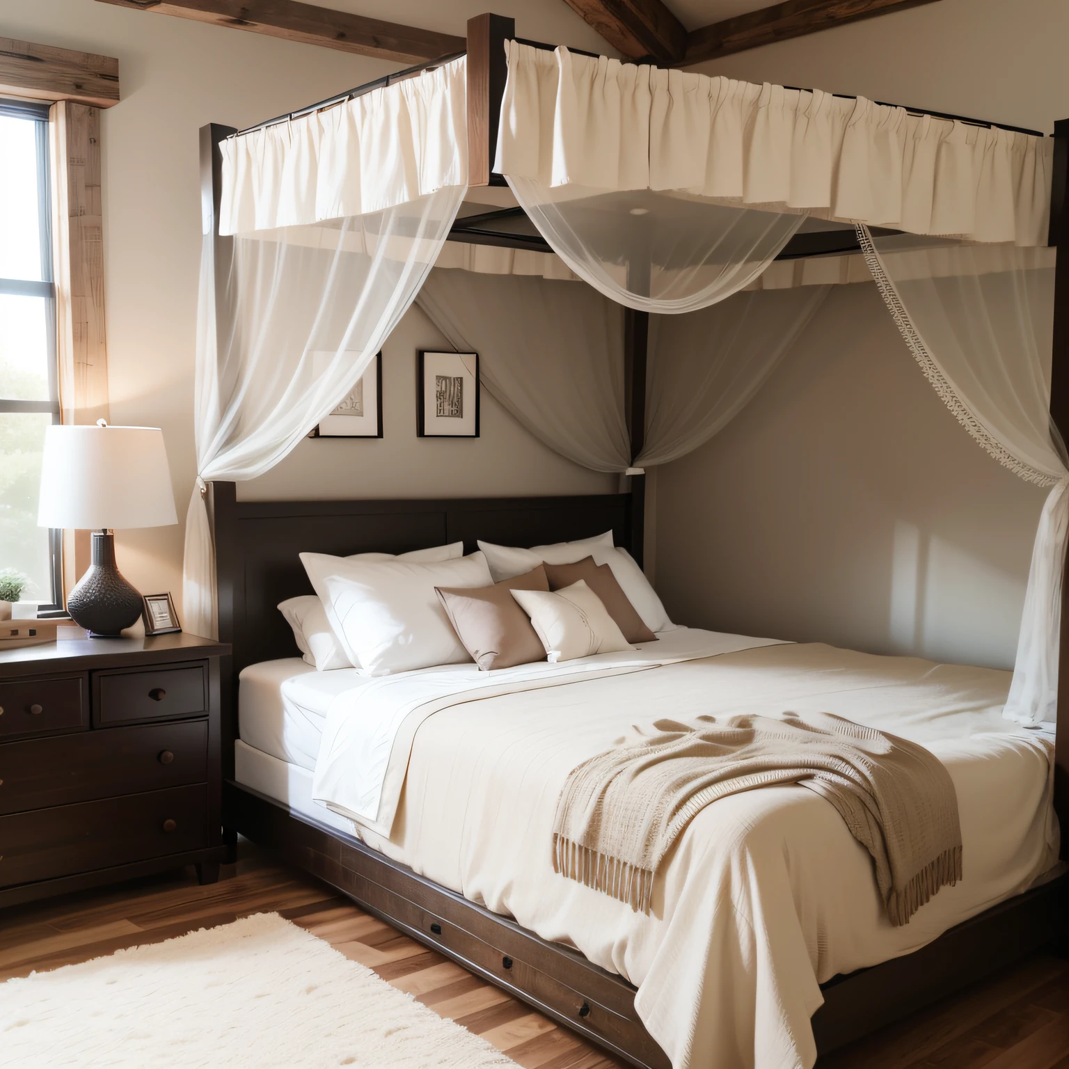 modern rustic bedroom furniture with Cozy Bedding and Bed Canopy