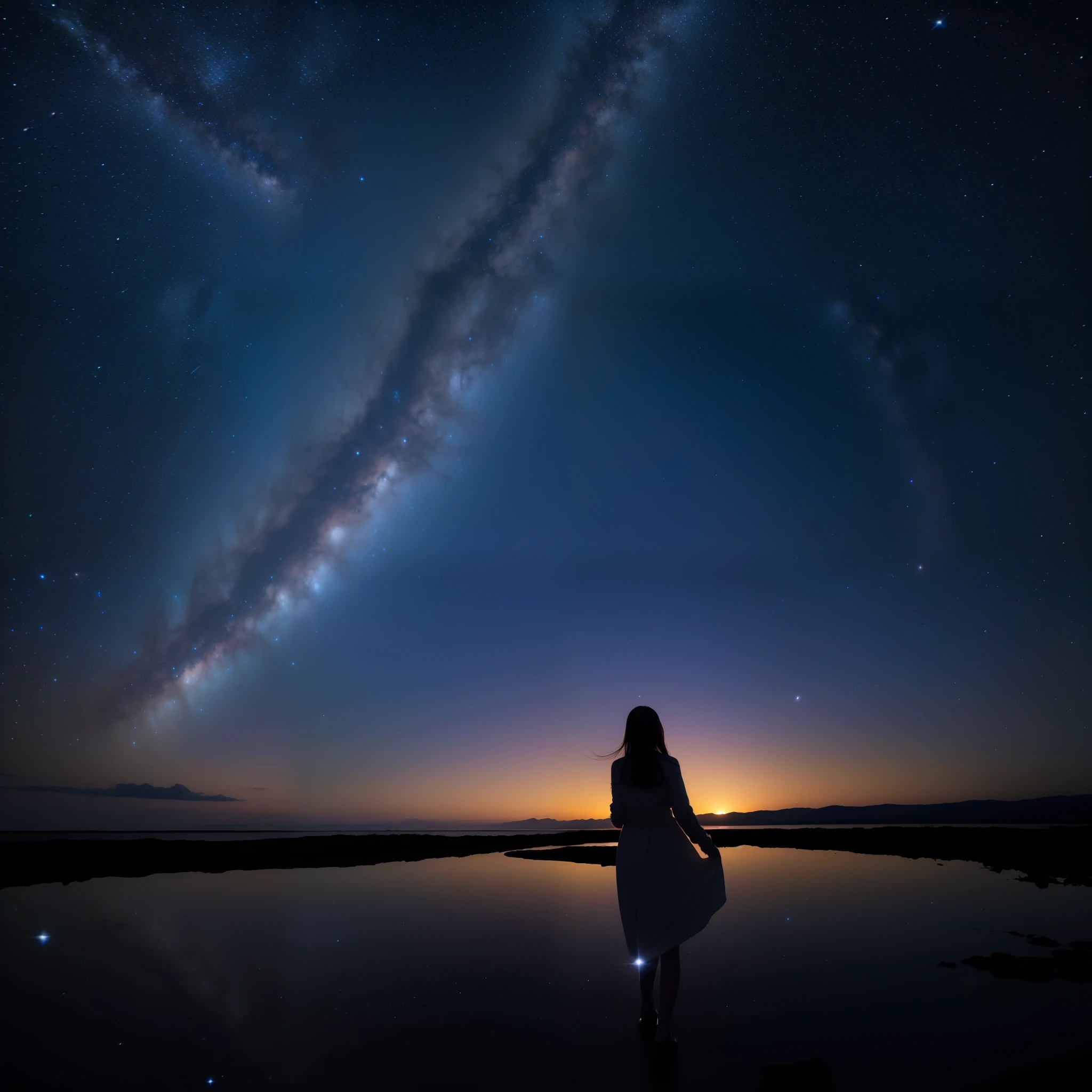 Walk the Milky Way、a beauty girl、beauttiful stars々、starrysky、Starlight、Beautiful girl's smile、Starlight、Beauty face、suns、Mysteries of the universe